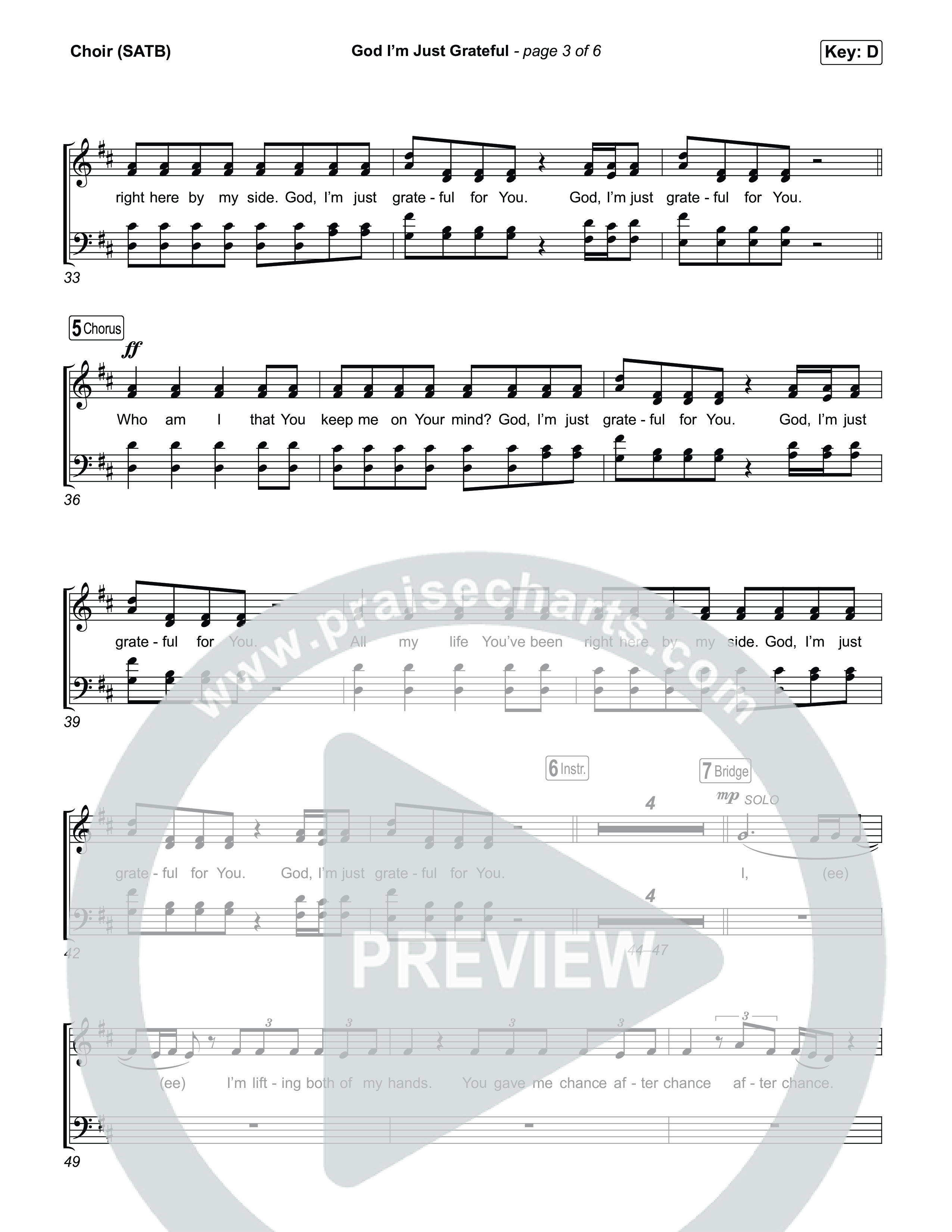 God I'm Just Grateful Choir Sheet (SATB) (Elevation Worship / Chandler Moore)