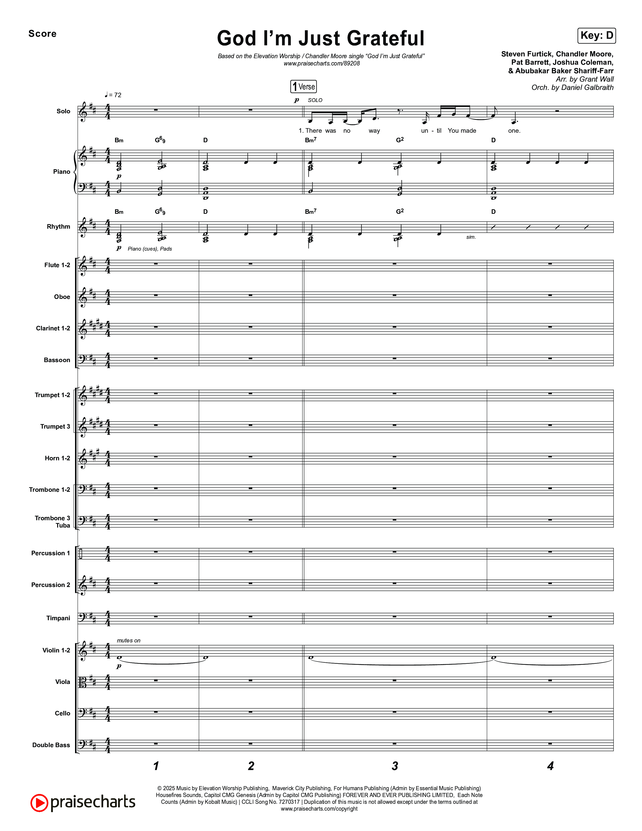 God I'm Just Grateful Conductor's Score (Elevation Worship / Chandler Moore)