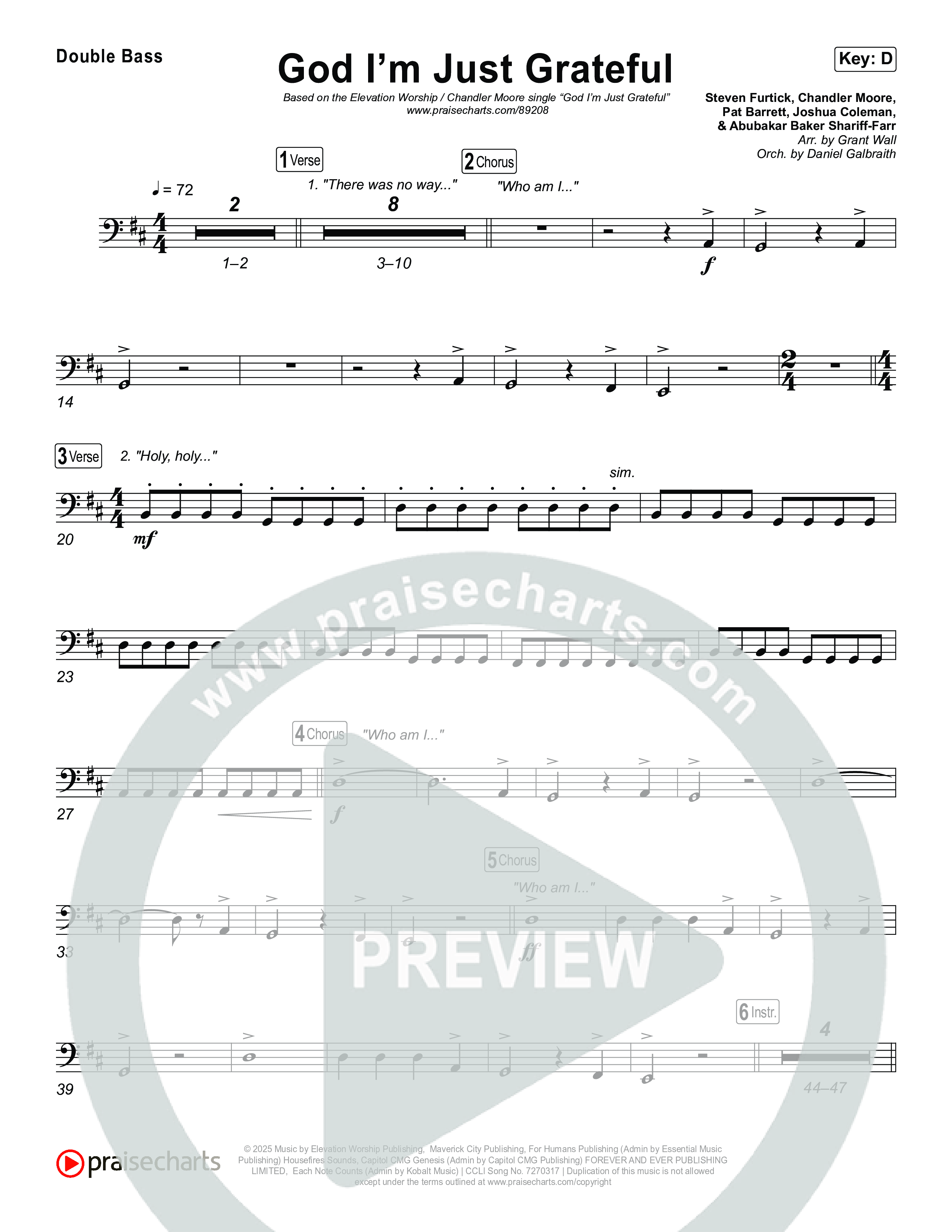 God I'm Just Grateful String Bass (Elevation Worship / Chandler Moore)