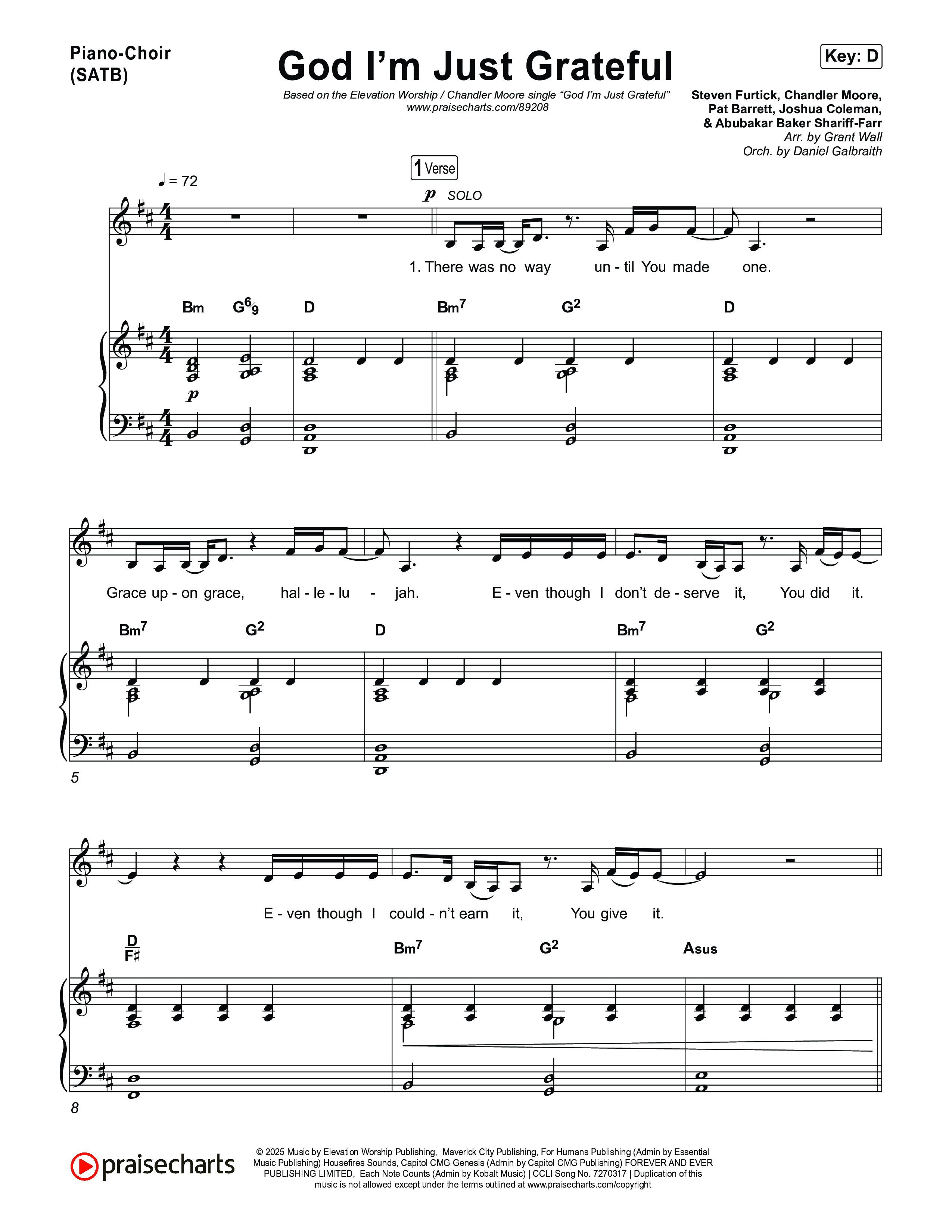 God I'm Just Grateful Piano/Vocal Pack (Elevation Worship / Chandler Moore)