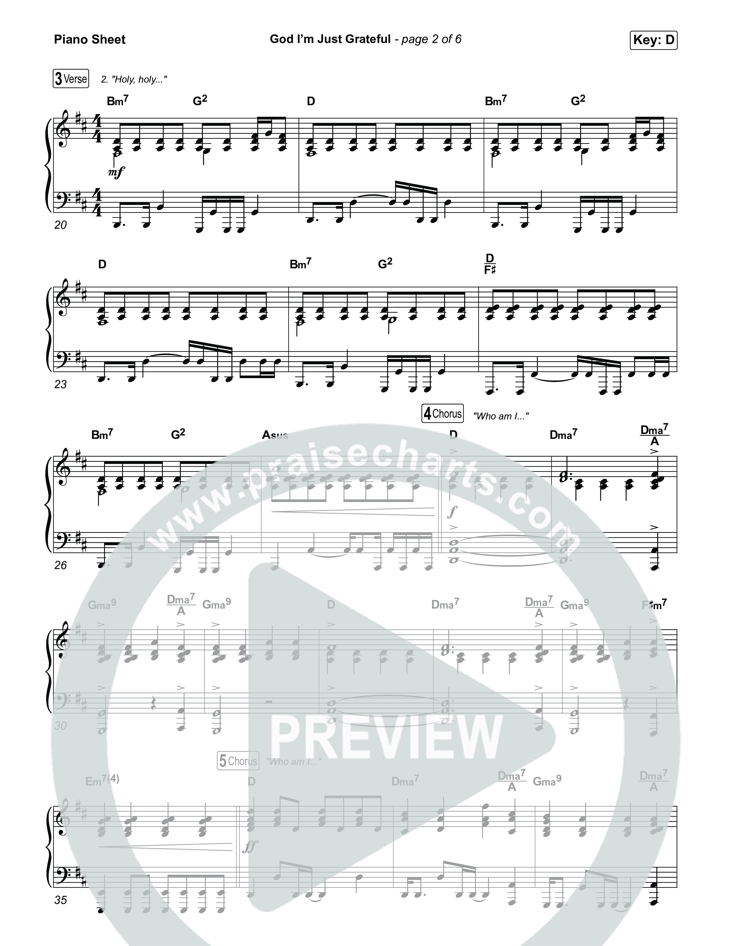 God I'm Just Grateful Piano Sheet (Elevation Worship / Chandler Moore)