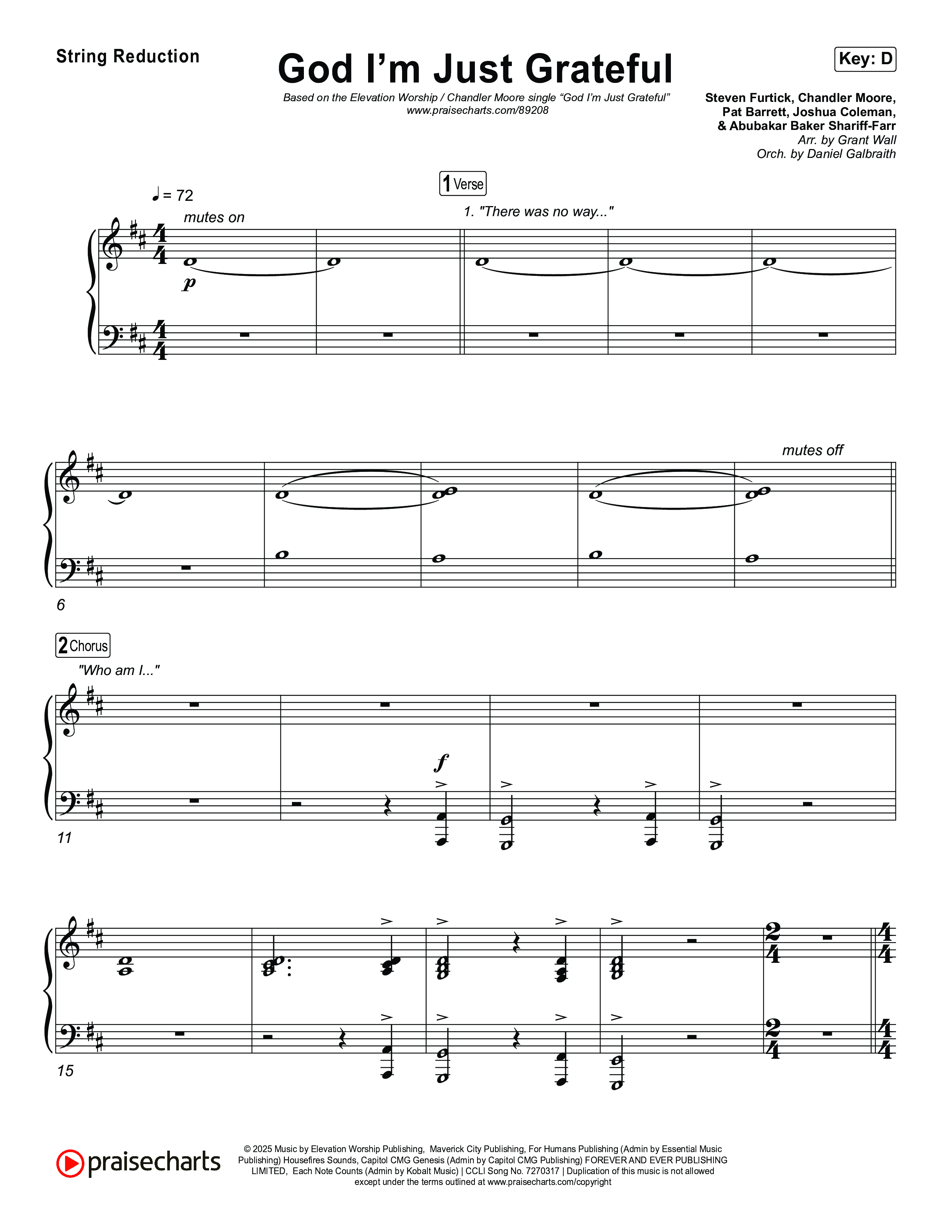 God I'm Just Grateful String Reduction (Elevation Worship / Chandler Moore)