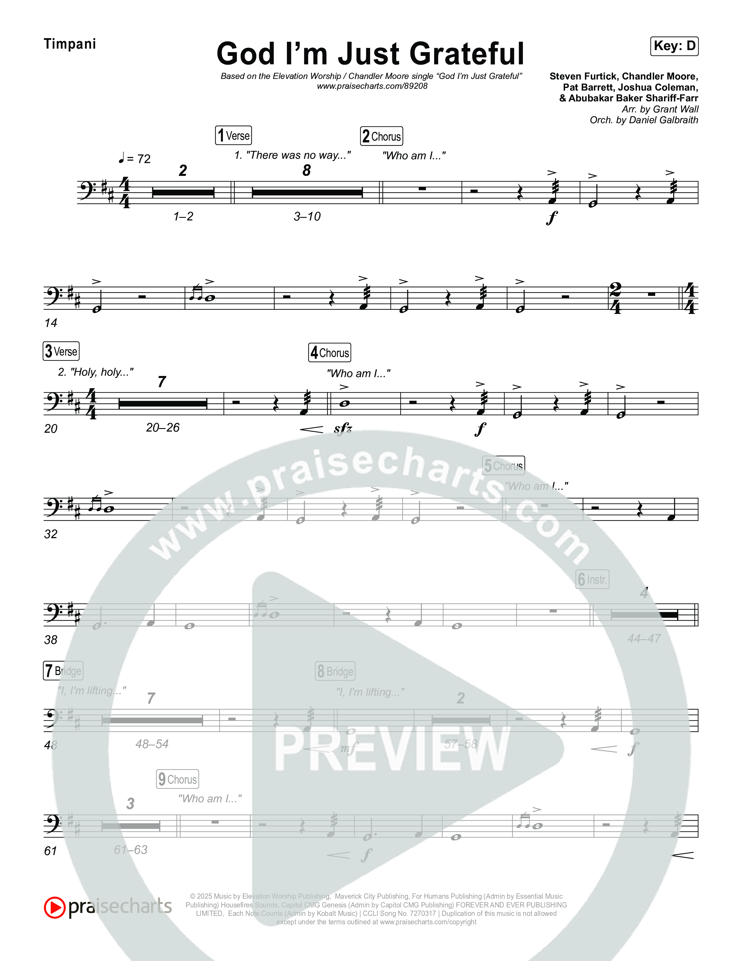 God I'm Just Grateful Timpani (Elevation Worship / Chandler Moore)