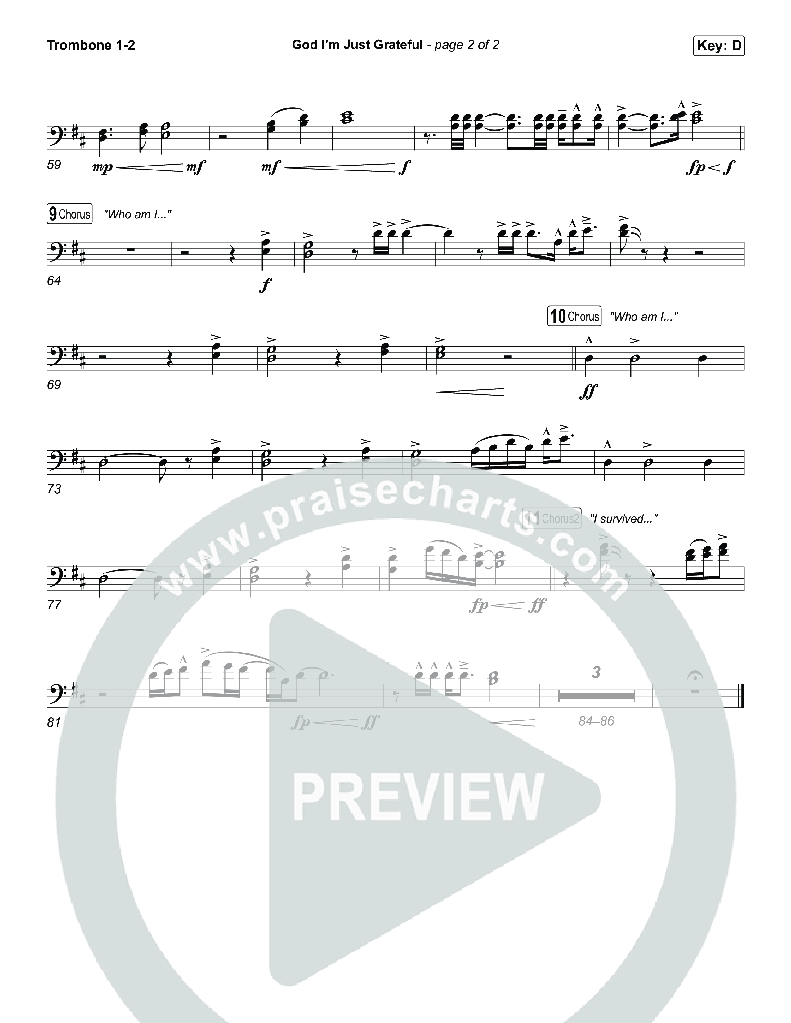 God I'm Just Grateful Trombone 1/2 (Elevation Worship / Chandler Moore)