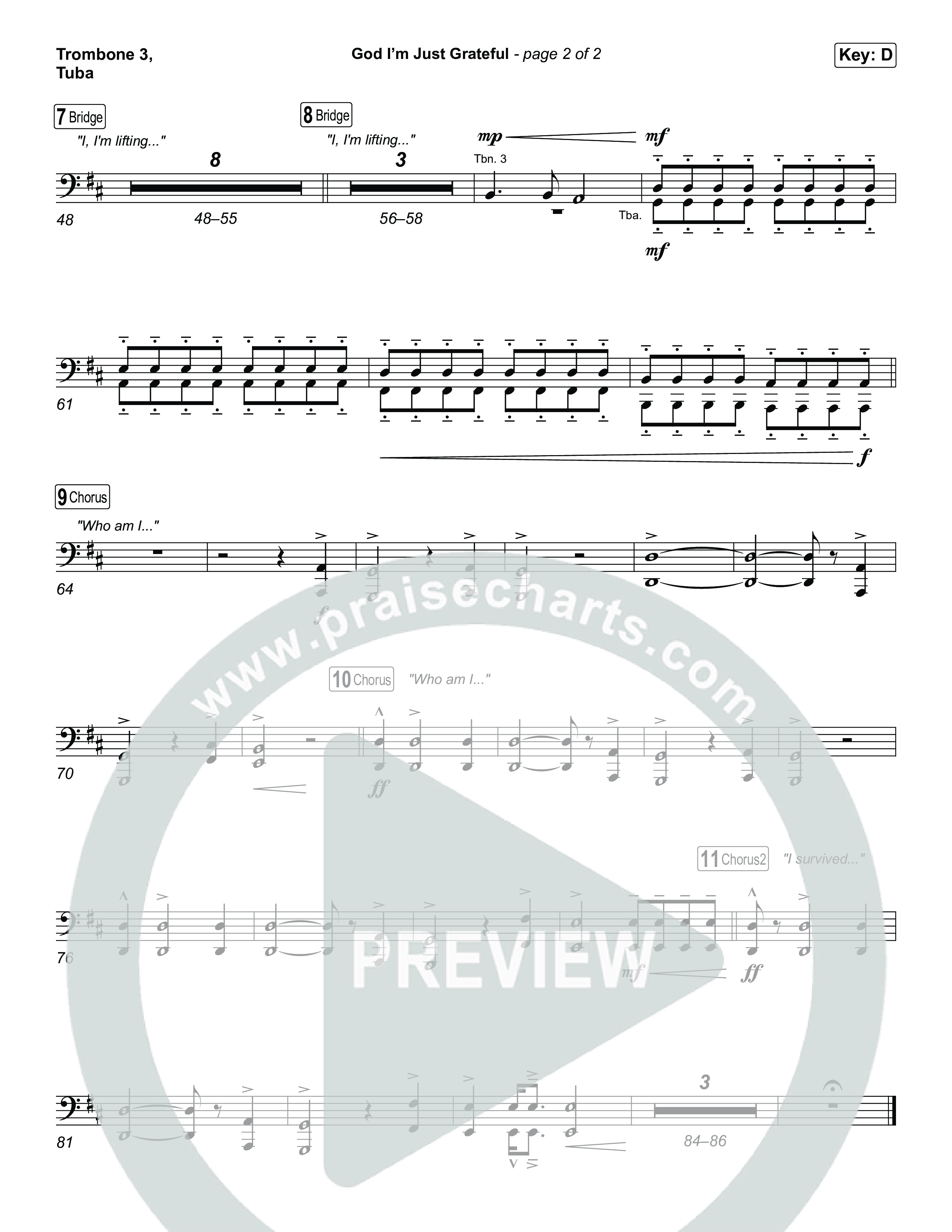 God I'm Just Grateful Trombone 3/Tuba (Elevation Worship / Chandler Moore)