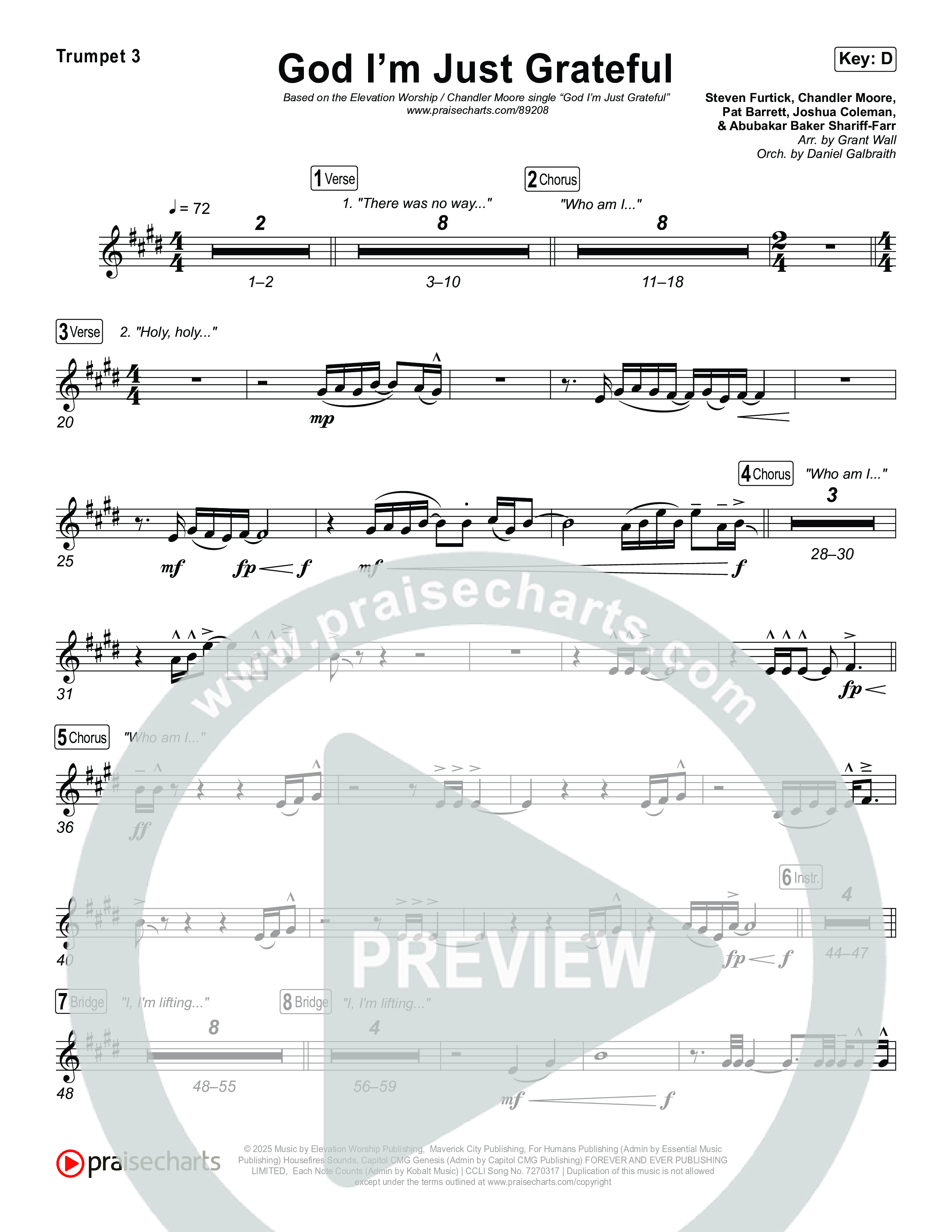 God I'm Just Grateful Trumpet 3 (Elevation Worship / Chandler Moore)