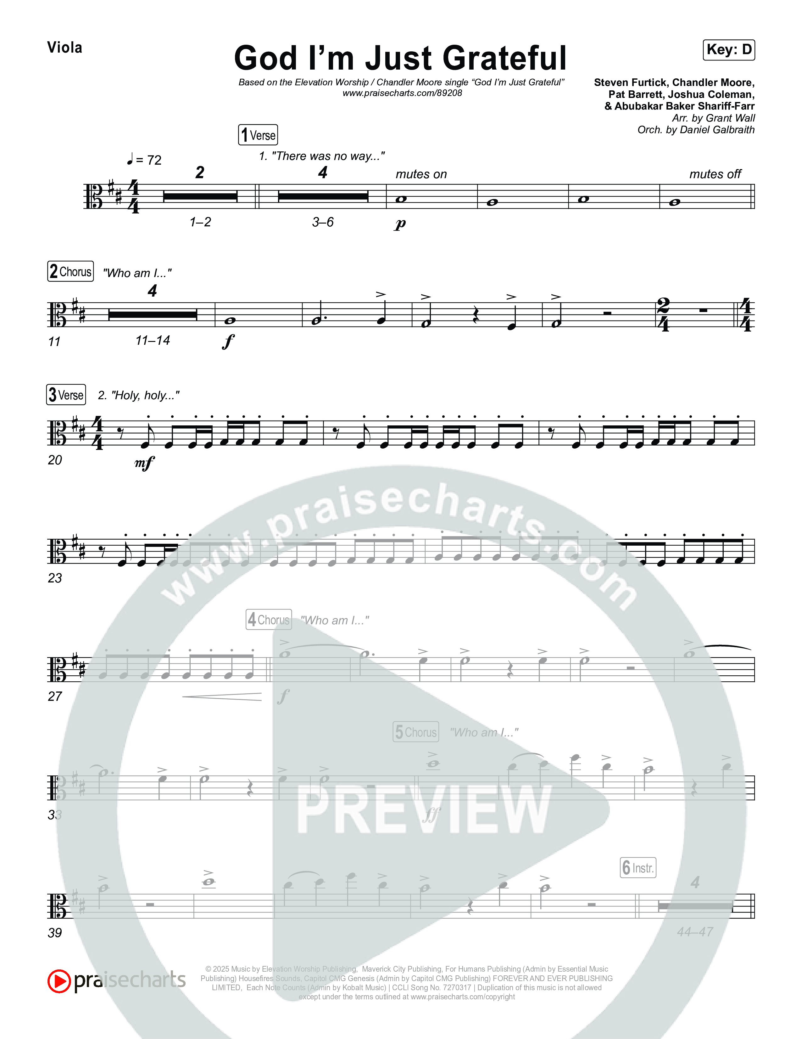 God I'm Just Grateful Viola (Elevation Worship / Chandler Moore)