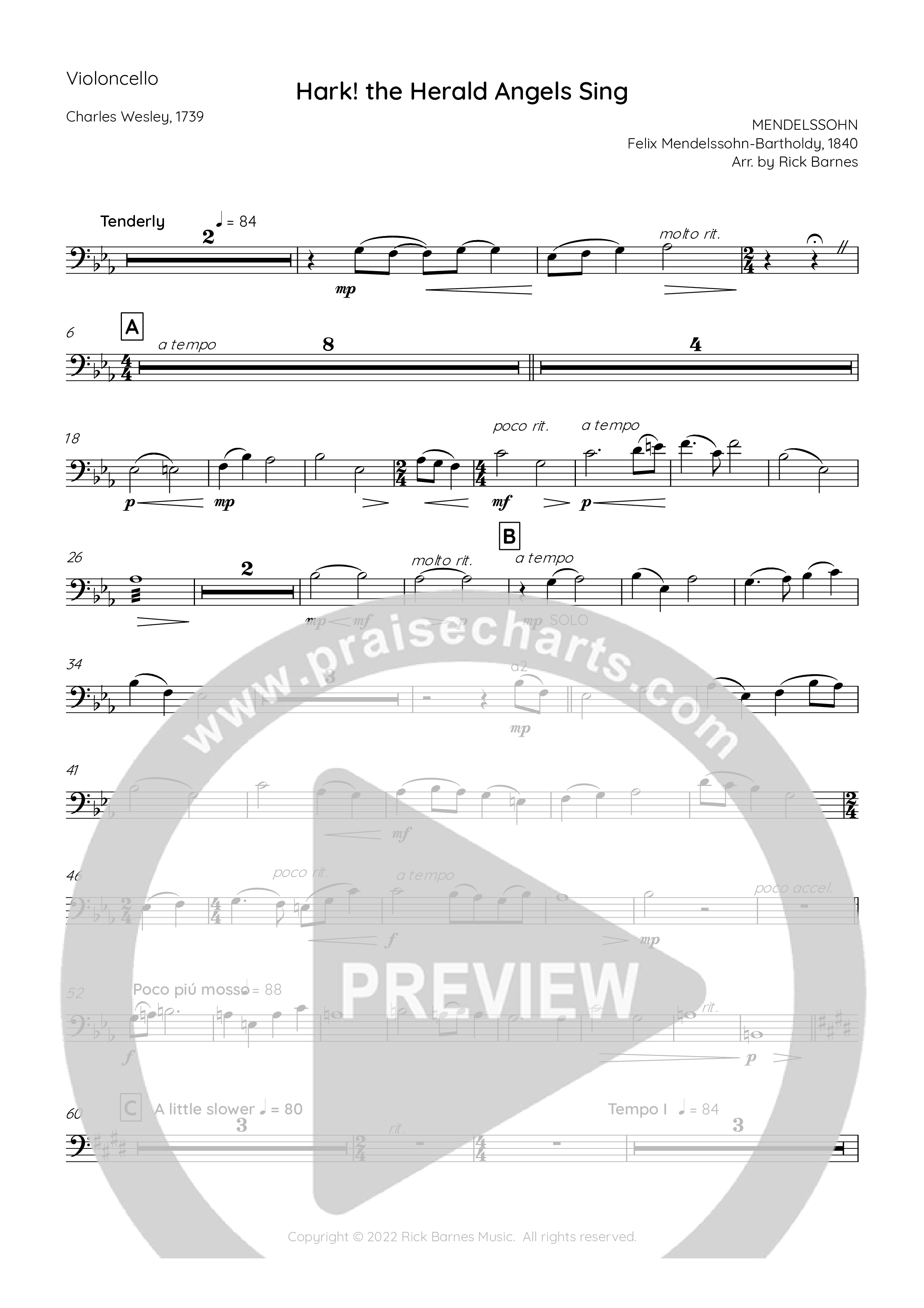 Hark The Herald Angels Sing Cello (Rick Barnes)