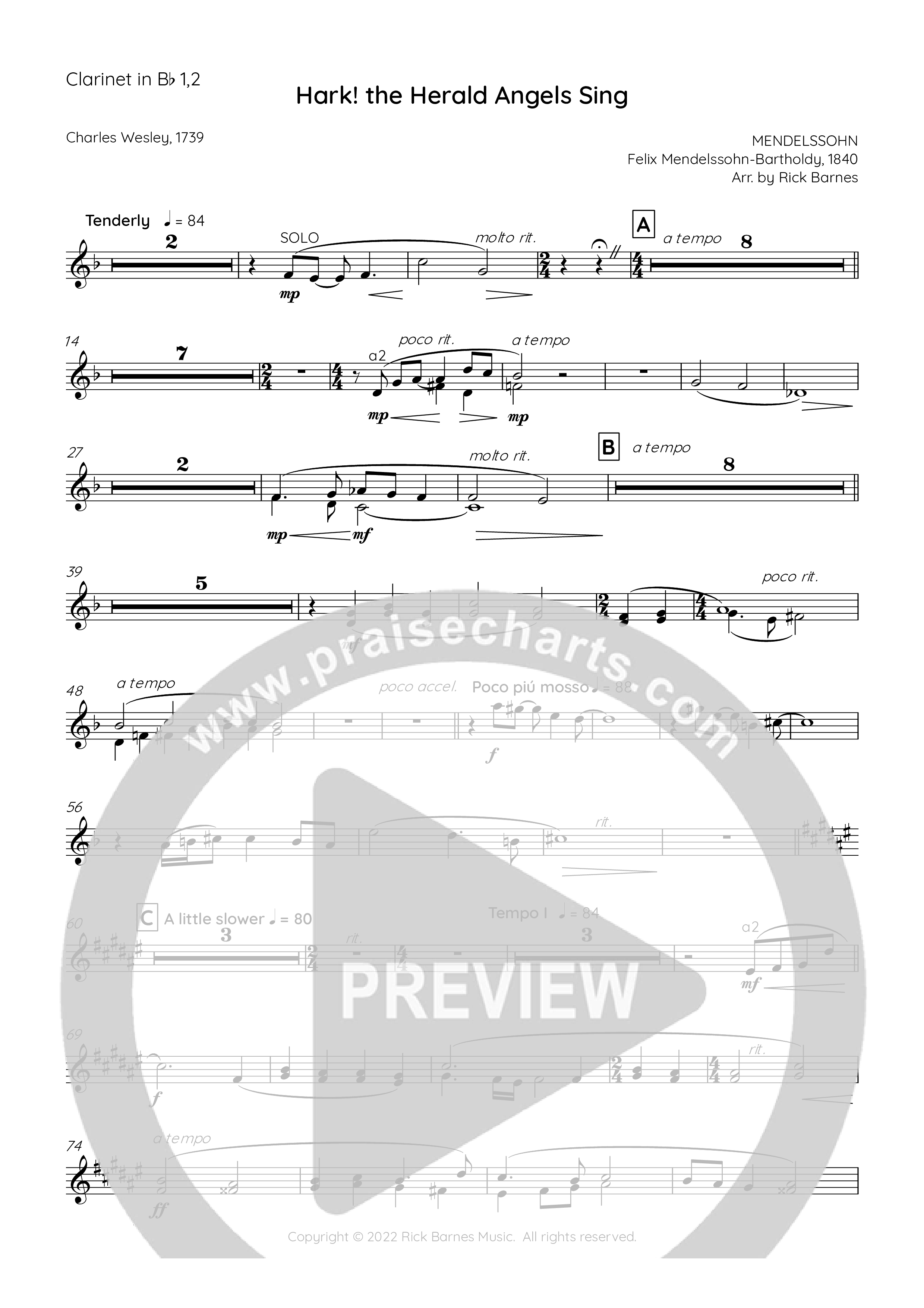 Hark The Herald Angels Sing Clarinet 1/2 (Rick Barnes)