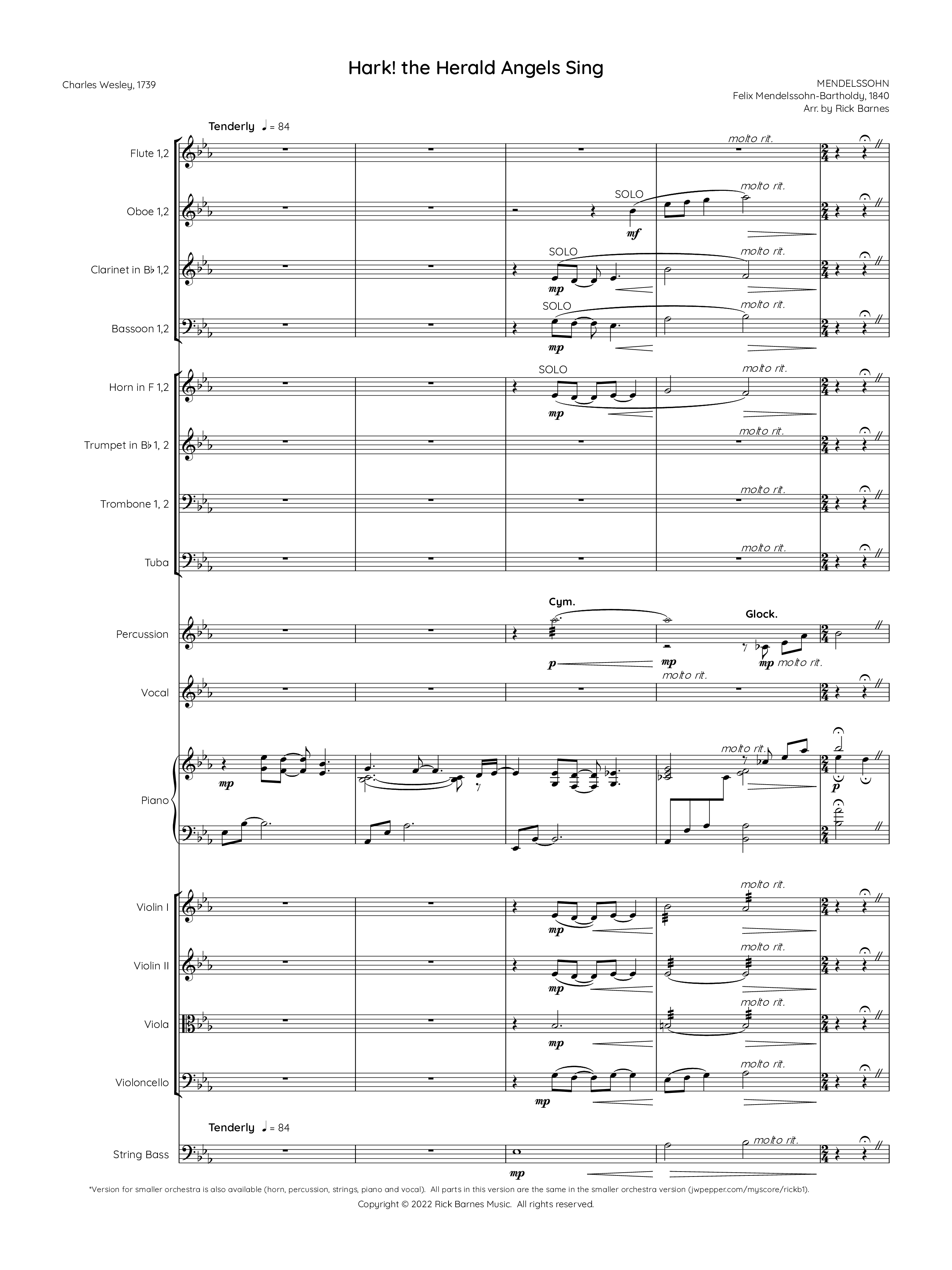 Hark The Herald Angels Sing Orchestration (Rick Barnes)