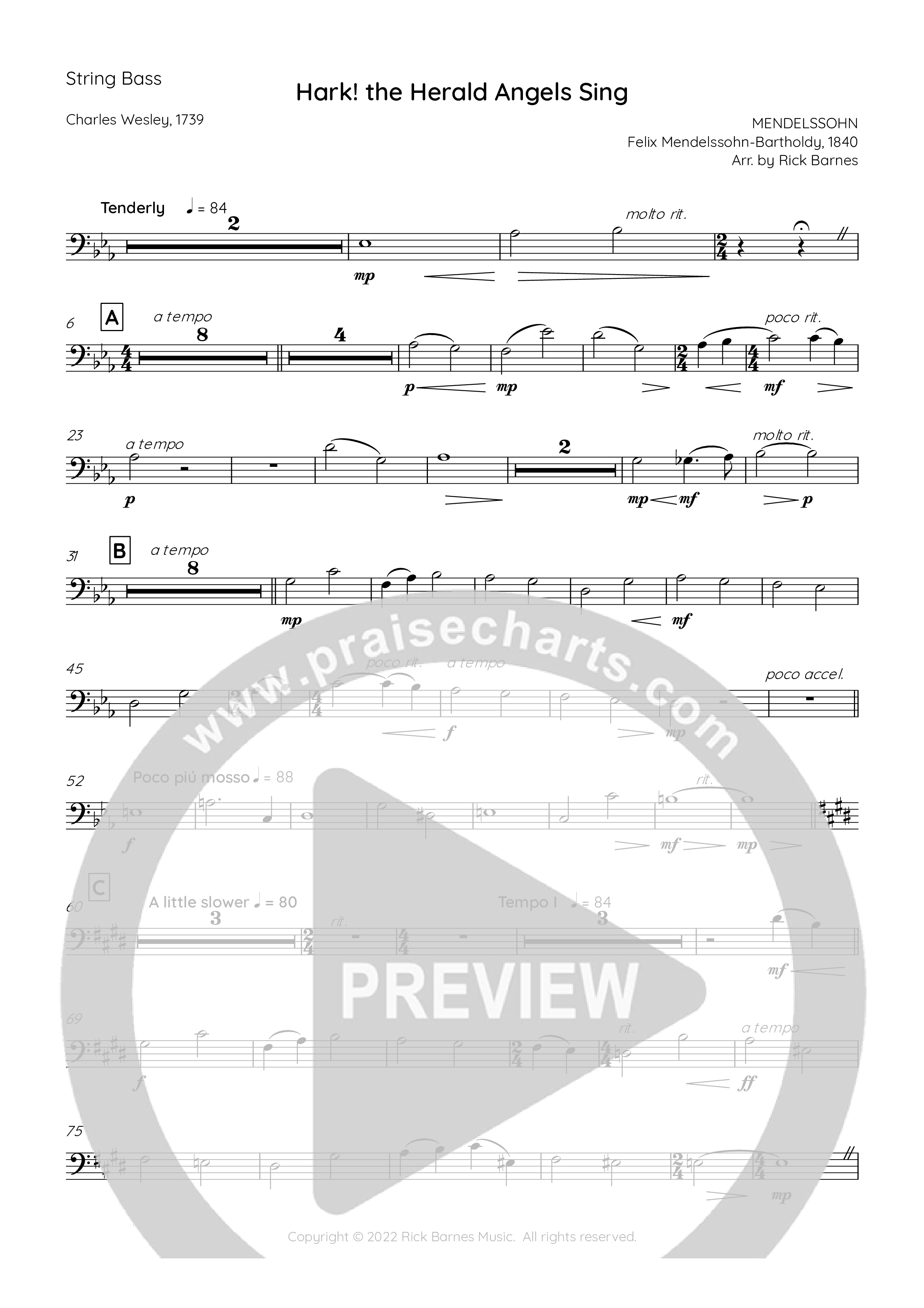 Hark The Herald Angels Sing Double Bass (Rick Barnes)