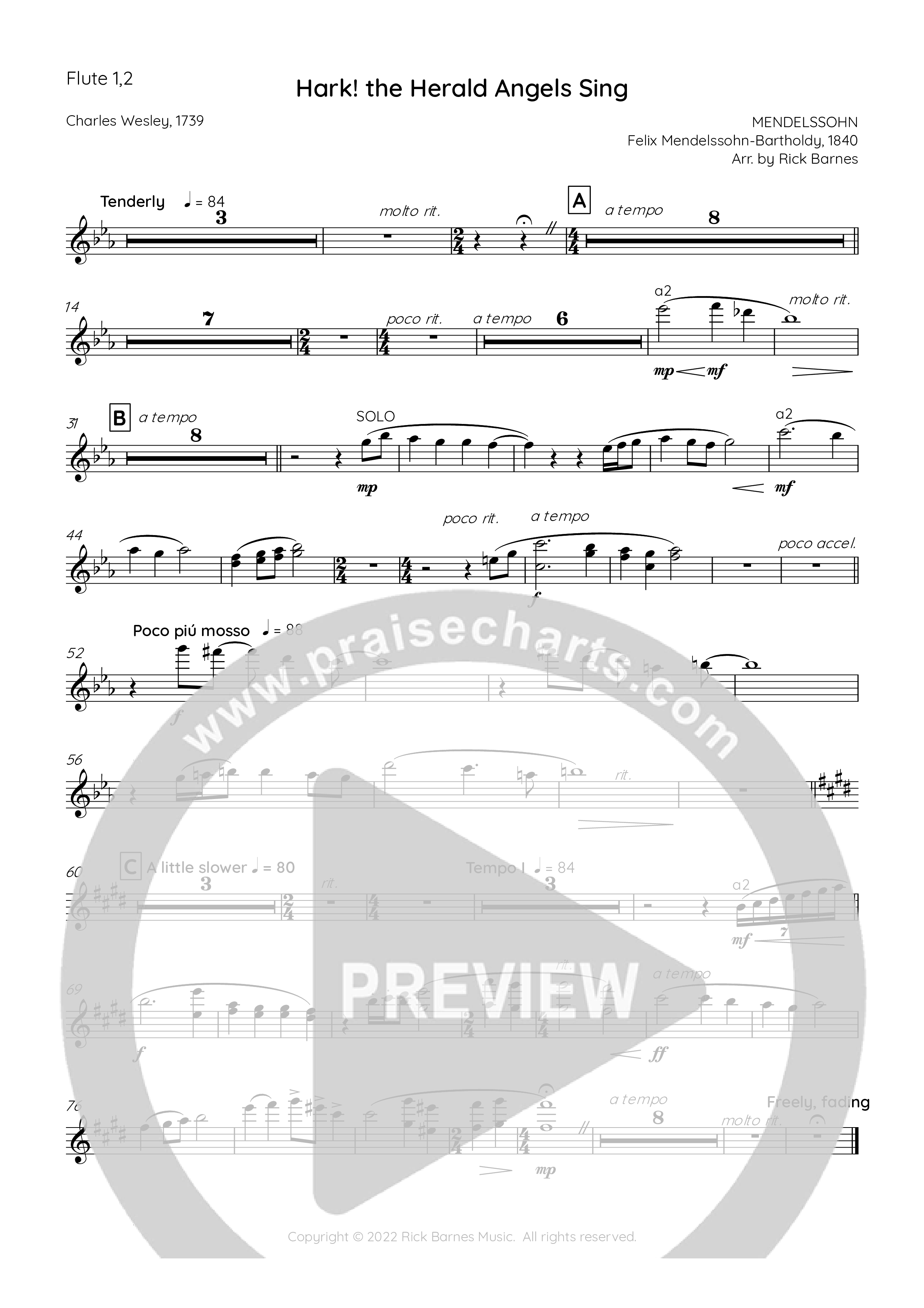 Hark The Herald Angels Sing Flute 1/2 (Rick Barnes)