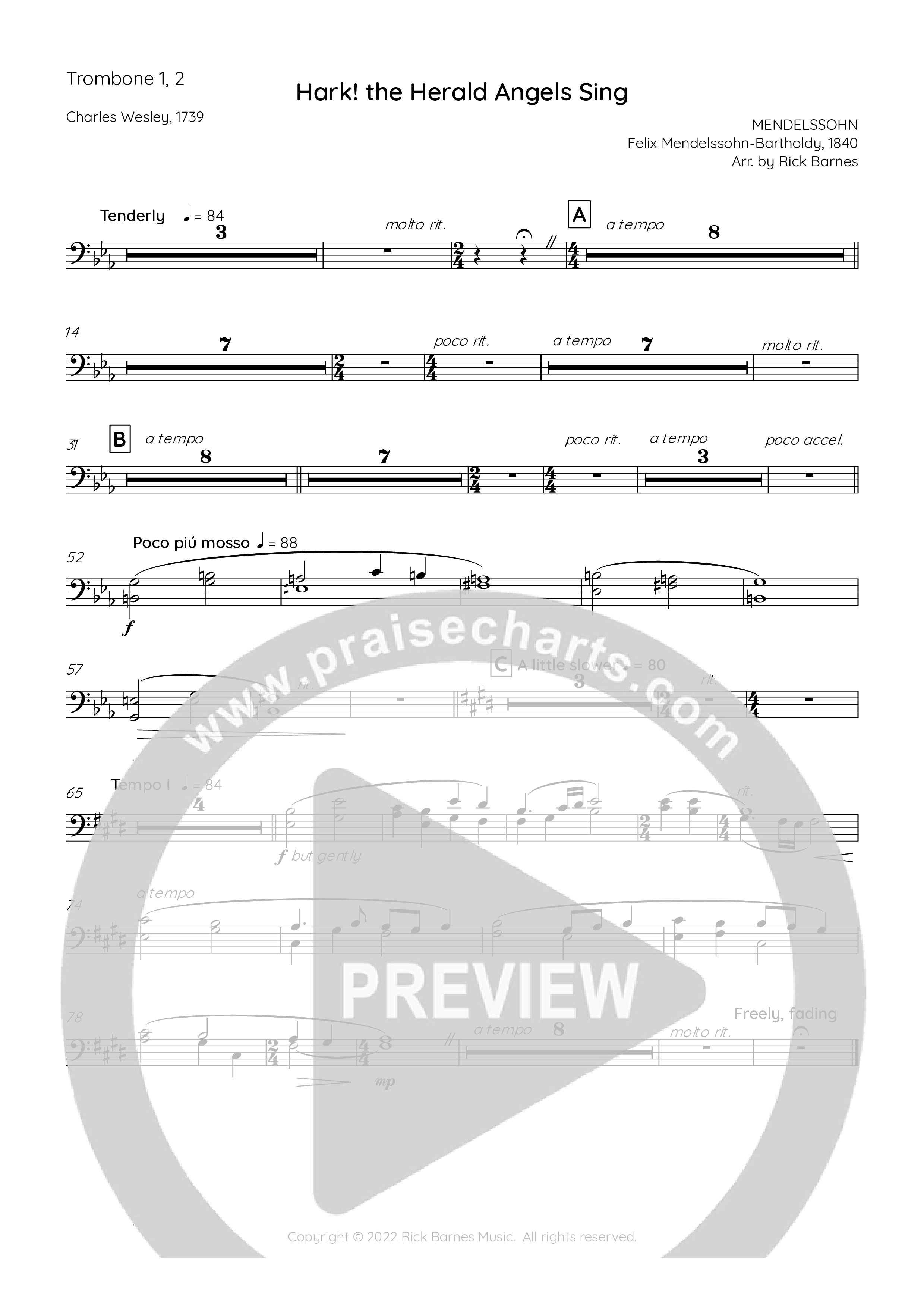 Hark The Herald Angels Sing Trombone 1/2 (Rick Barnes)