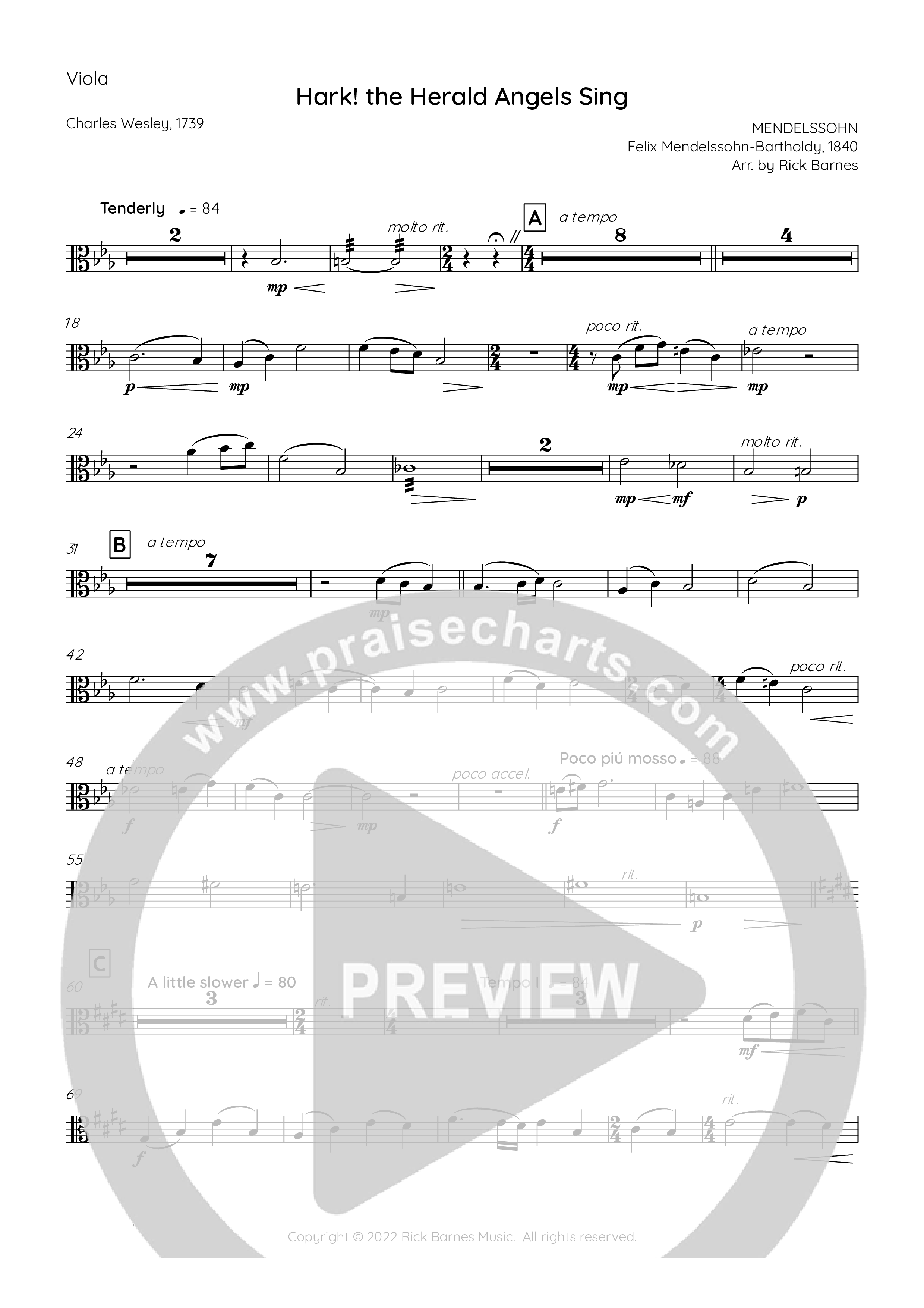 Hark The Herald Angels Sing Viola (Rick Barnes)