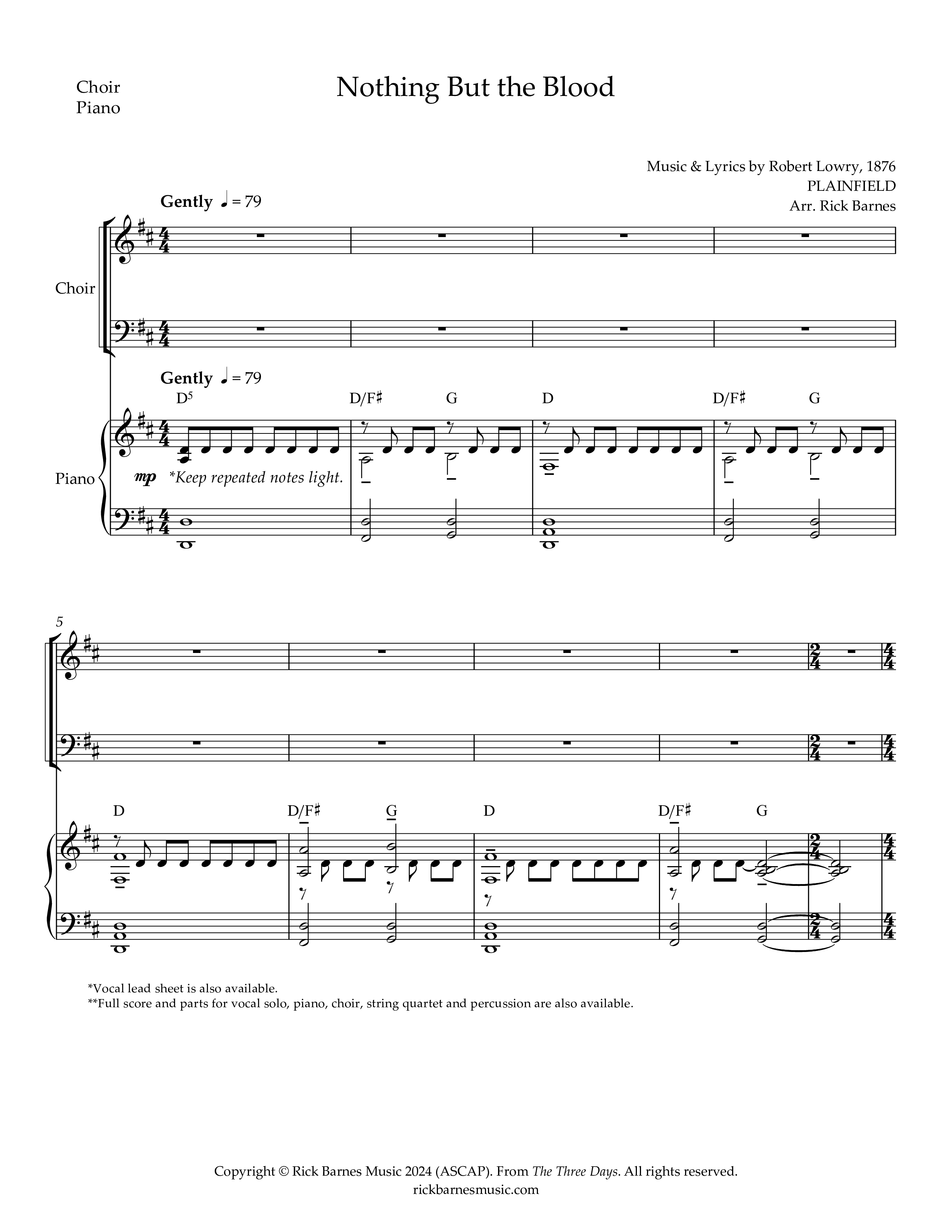 Nothing But The Blood Choir Sheet (Rick Barnes)