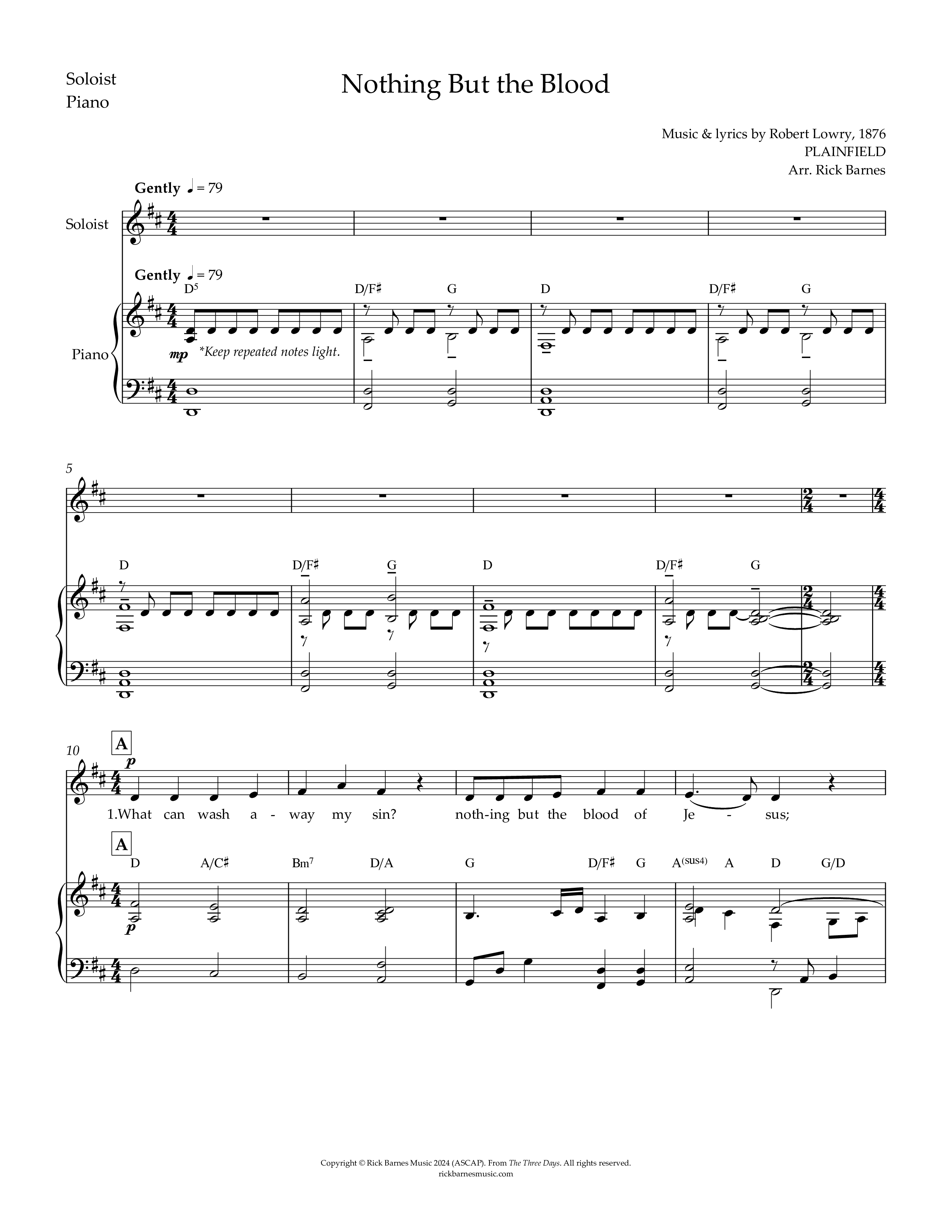 Nothing But The Blood Piano/Vocal (Rick Barnes)