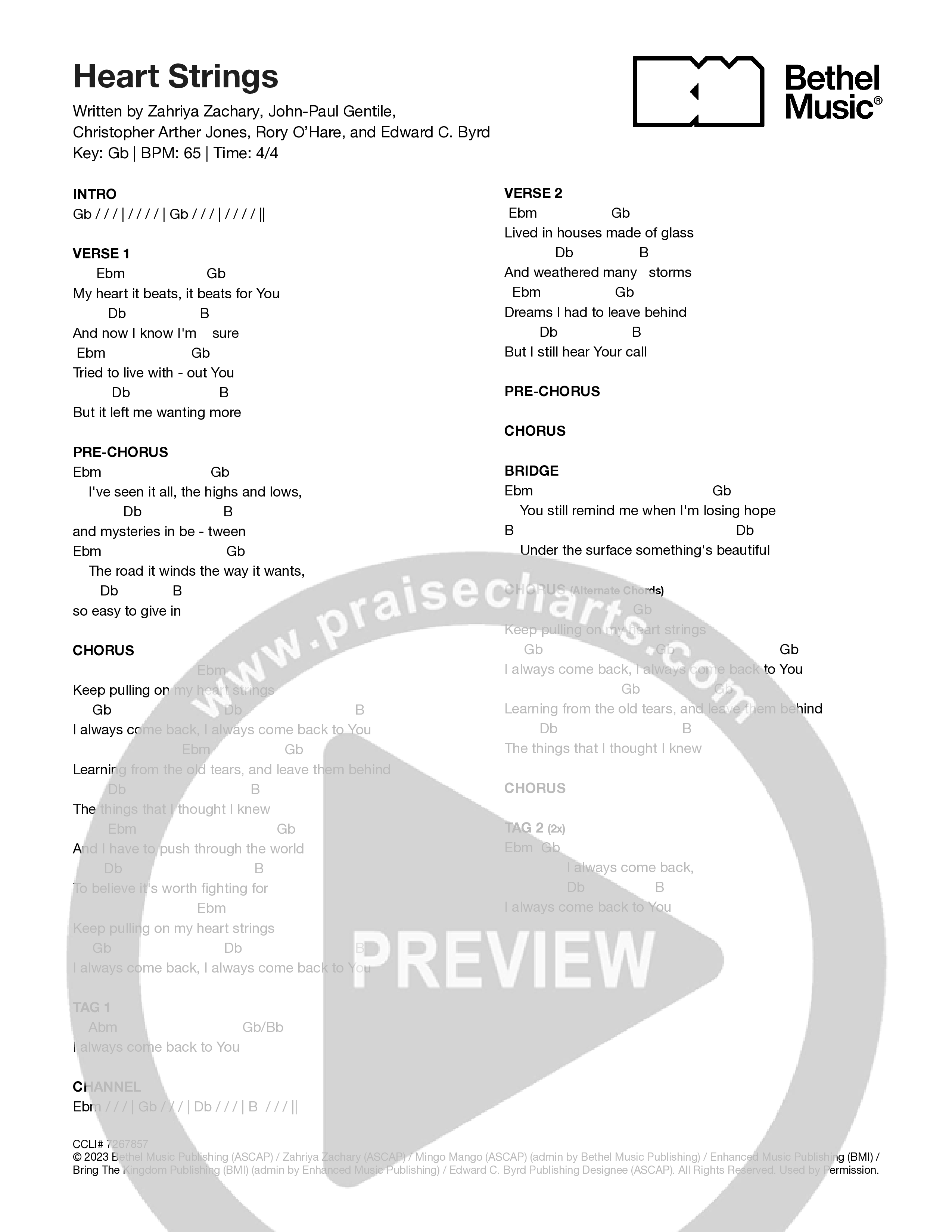 Heart Strings Chord Chart (Zahriya Zachary)