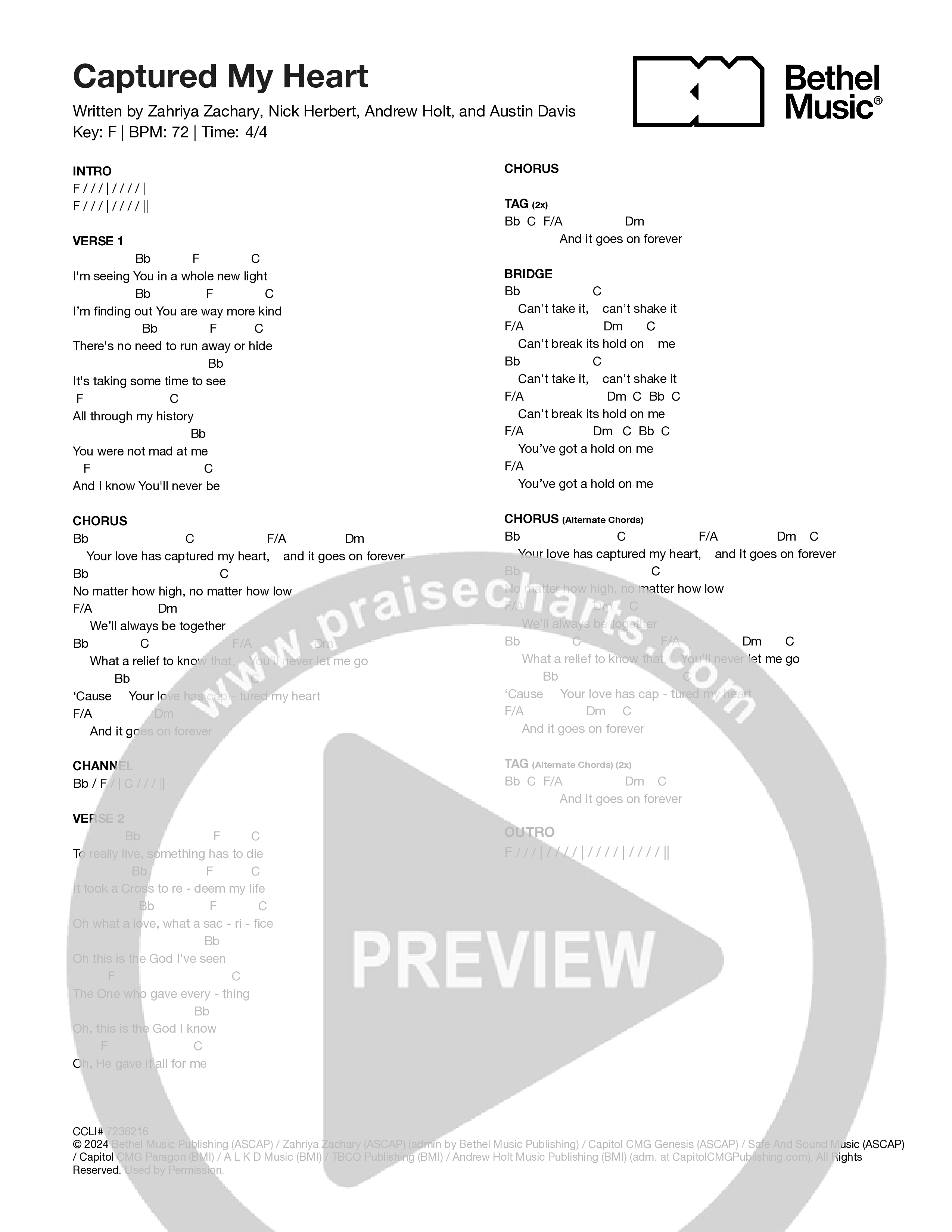 Captured My Heart Chord Chart (Zahriya Zachary)