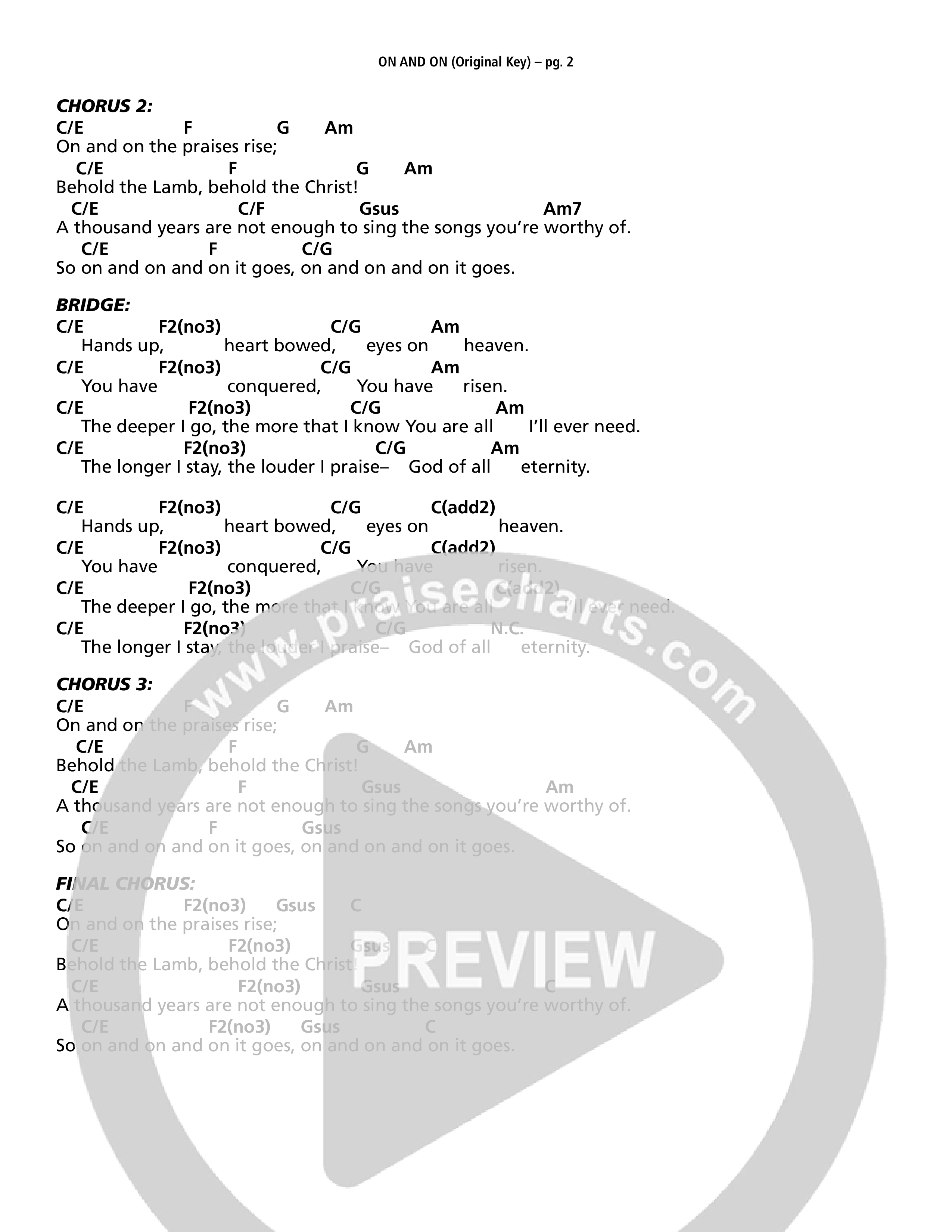 On And On Chord Chart (John Allan)