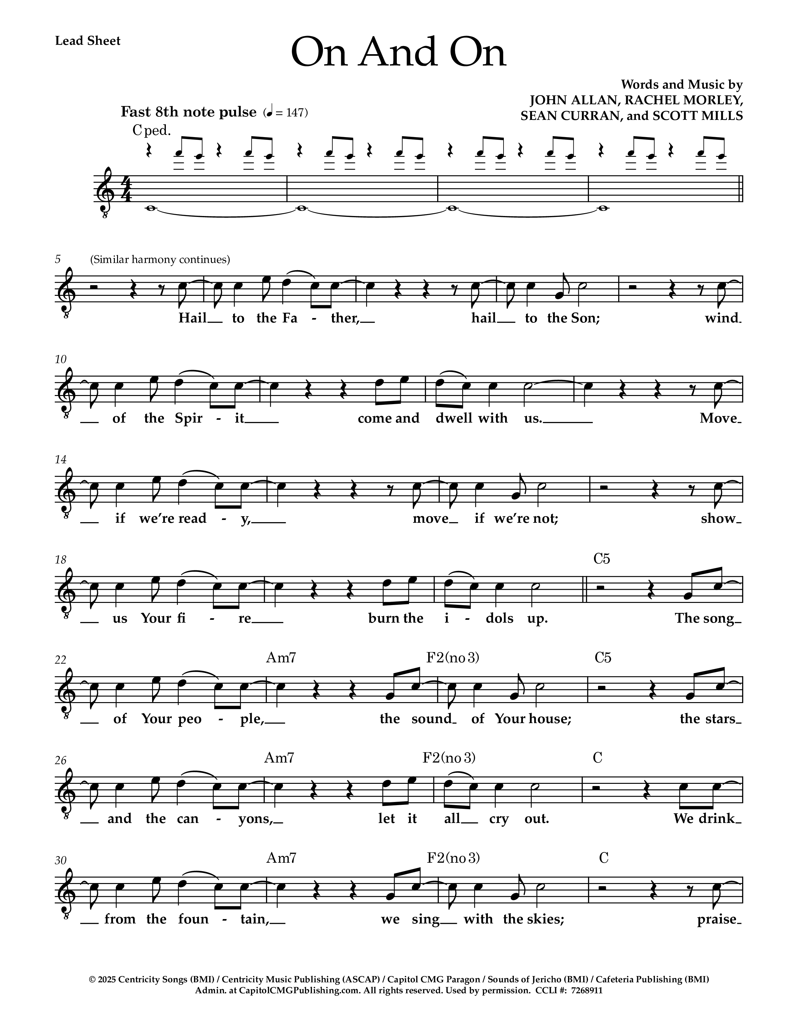 On And On Lead Sheet Melody (John Allan)
