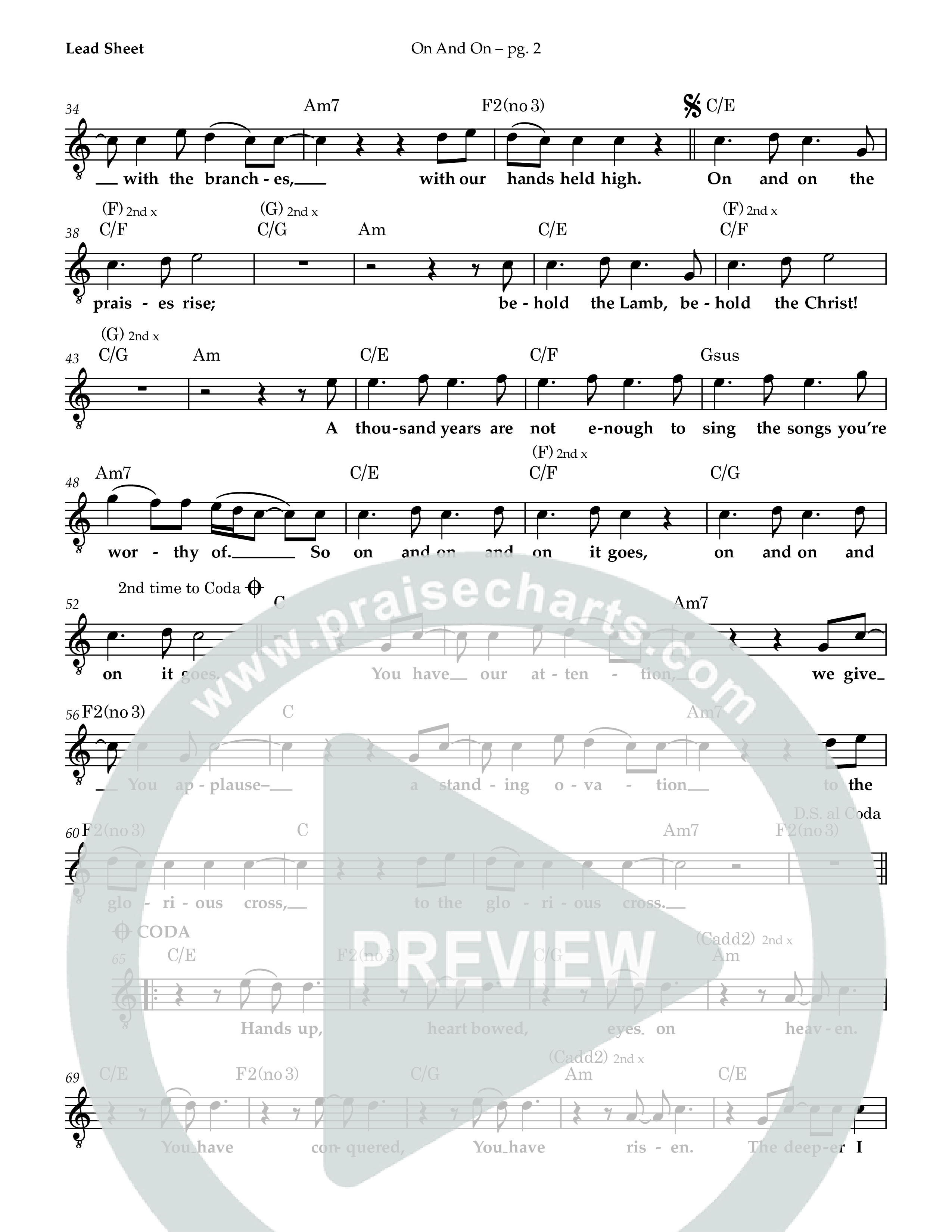 On And On Lead Sheet Melody (John Allan)