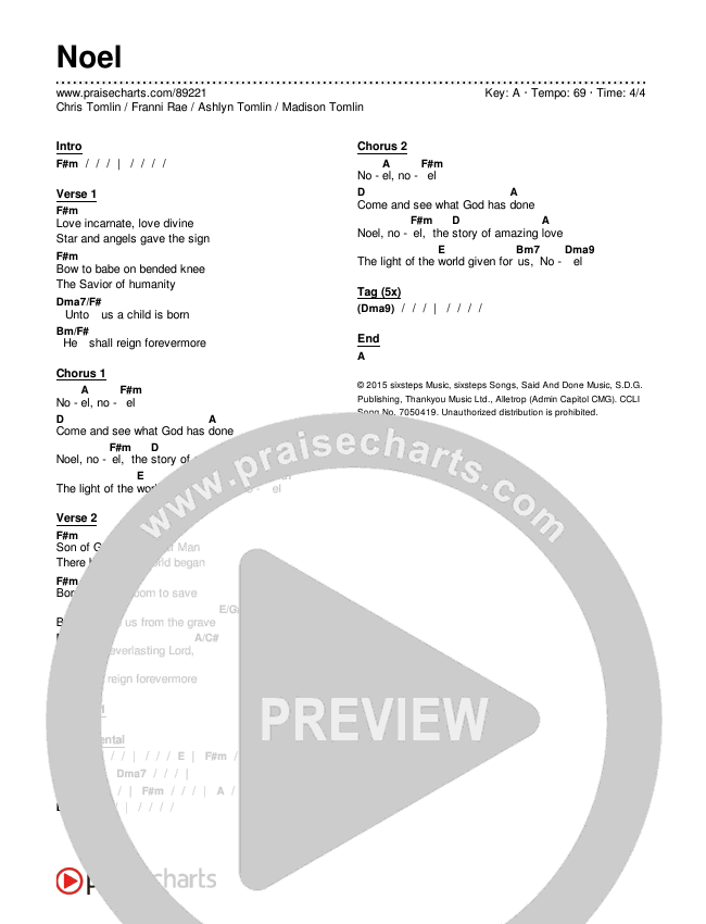Noel Chords & Lyrics (Chris Tomlin / Franni Rae / Ashlyn Tomlin / Madison Tomlin)