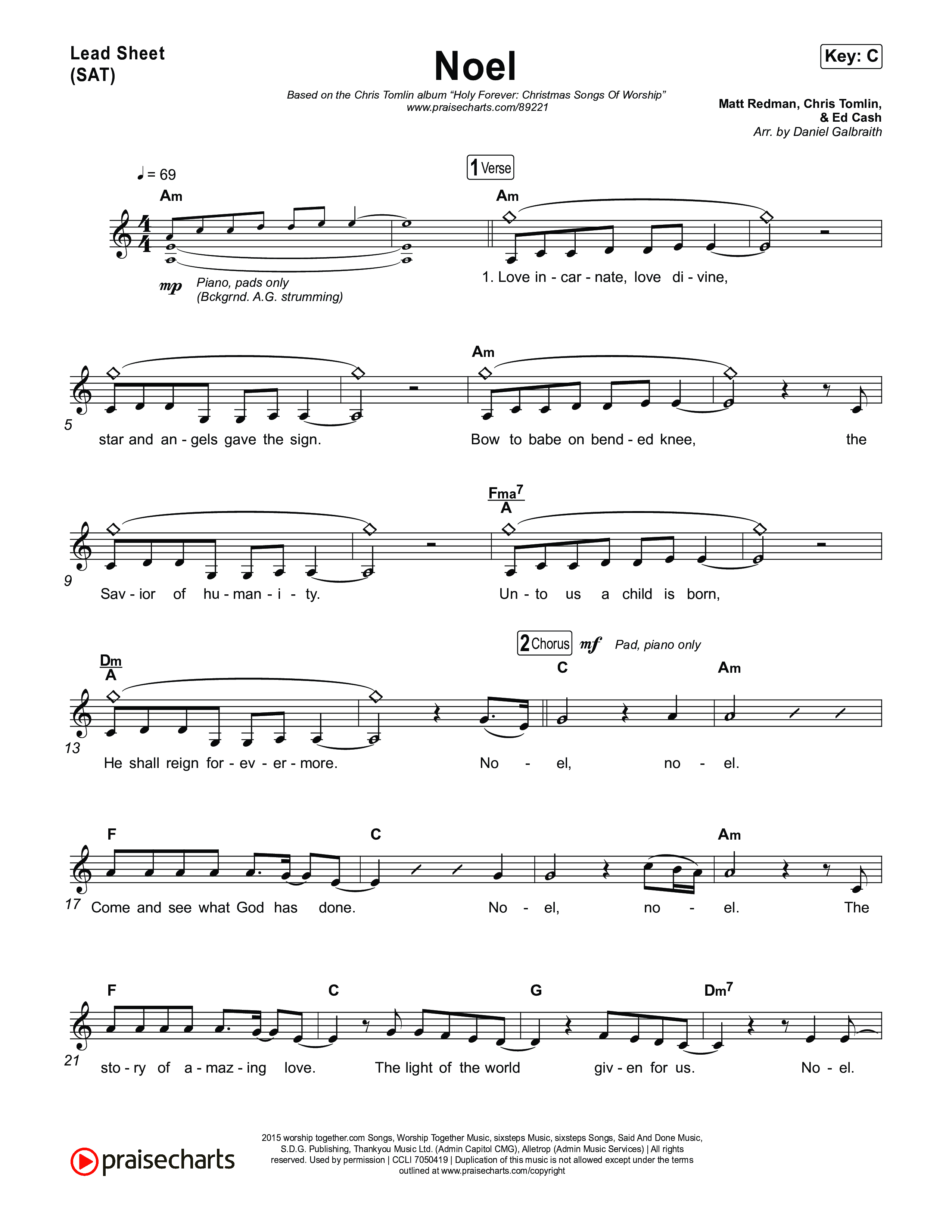 Noel Lead Sheet (SAT) (Chris Tomlin / Franni Rae / Ashlyn Tomlin / Madison Tomlin)