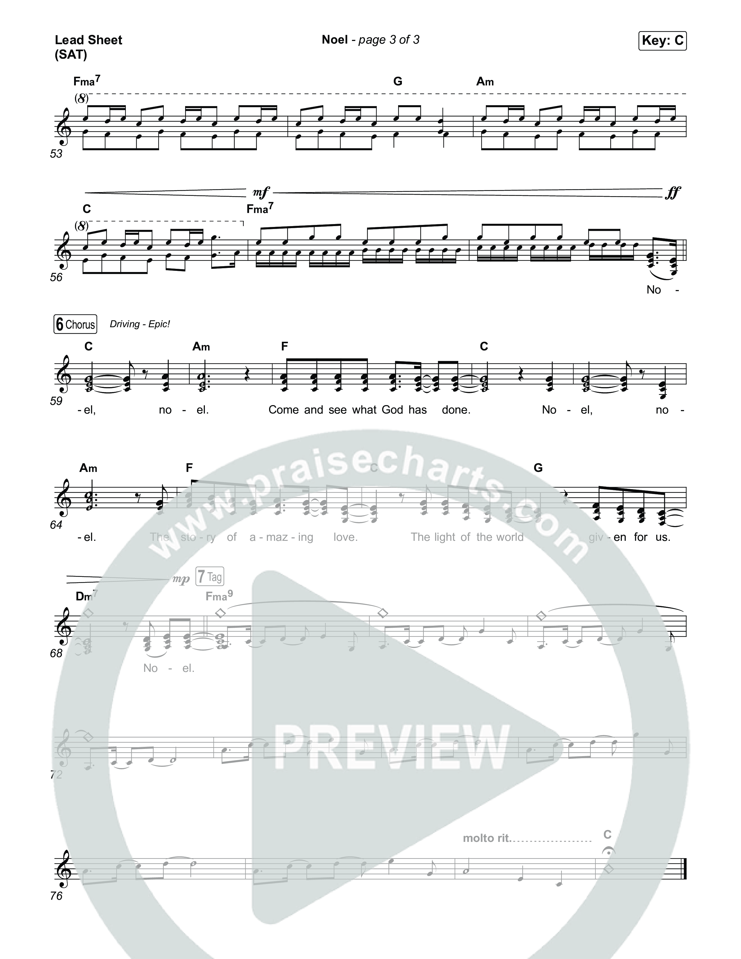 Noel Lead Sheet (SAT) (Chris Tomlin / Franni Rae / Ashlyn Tomlin / Madison Tomlin)