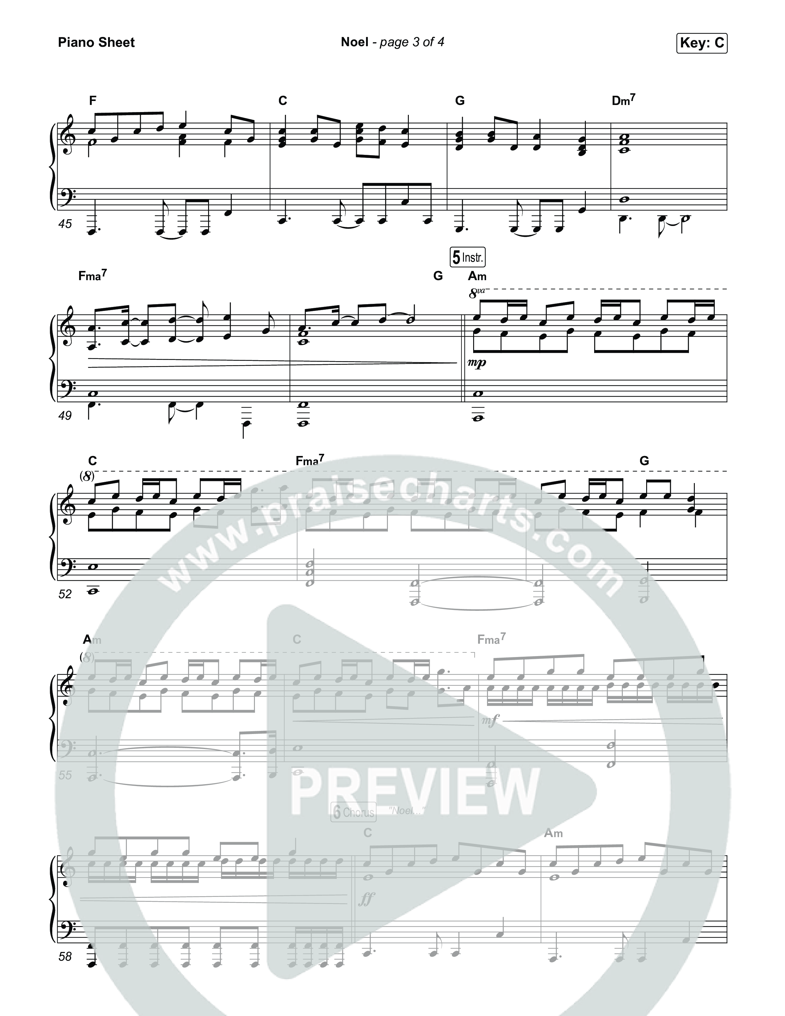 Noel Piano Sheet (Chris Tomlin / Franni Rae / Ashlyn Tomlin / Madison Tomlin)