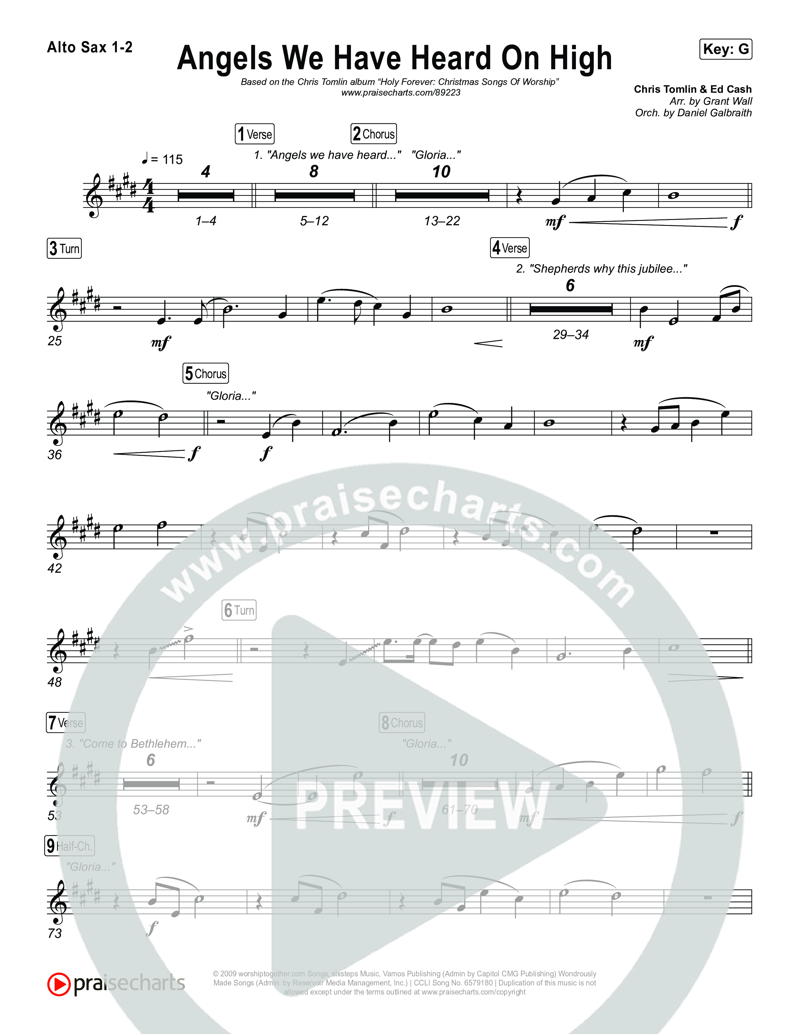 Angels We Have Heard On High Alto Sax 1,2 (Chris Tomlin)