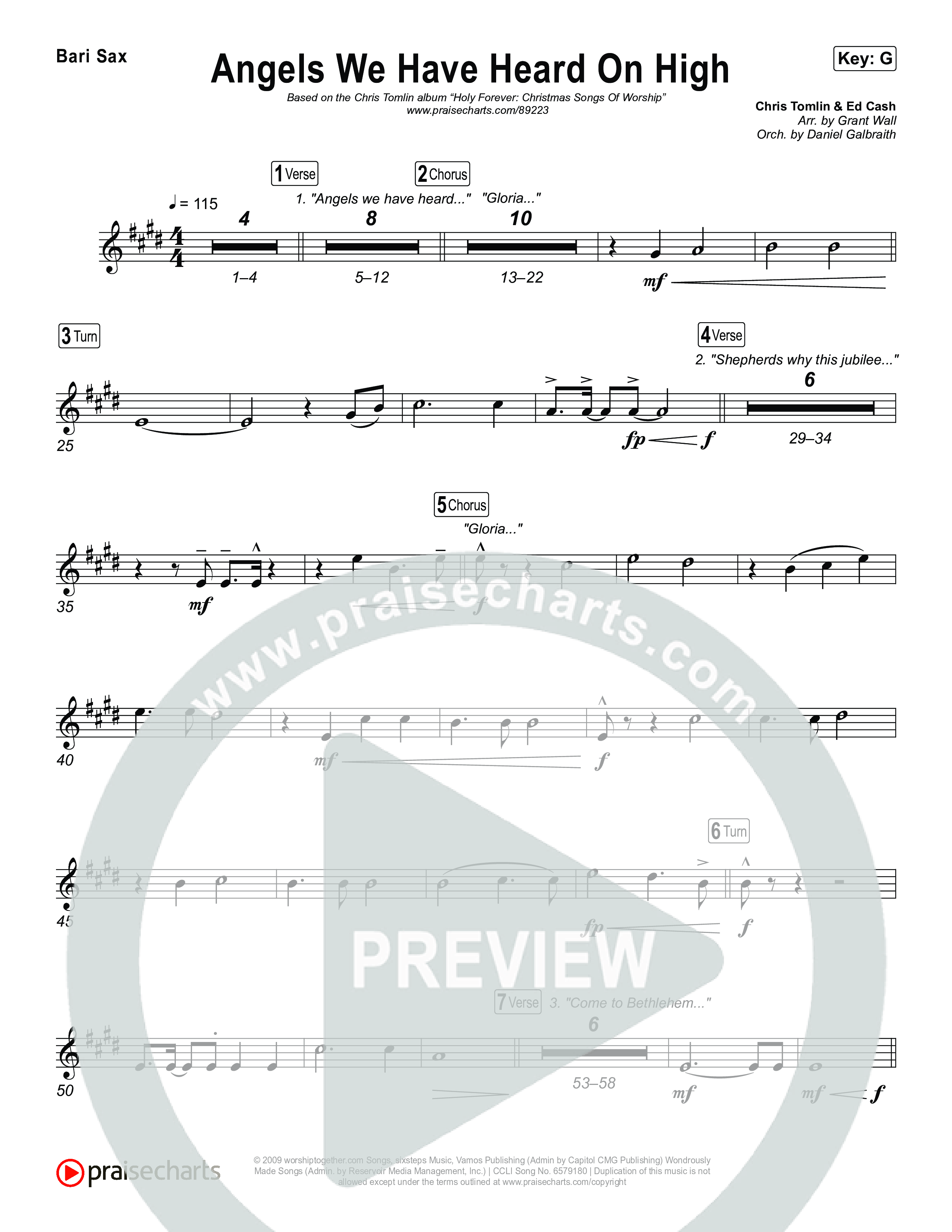 Angels We Have Heard On High Bari Sax (Chris Tomlin)