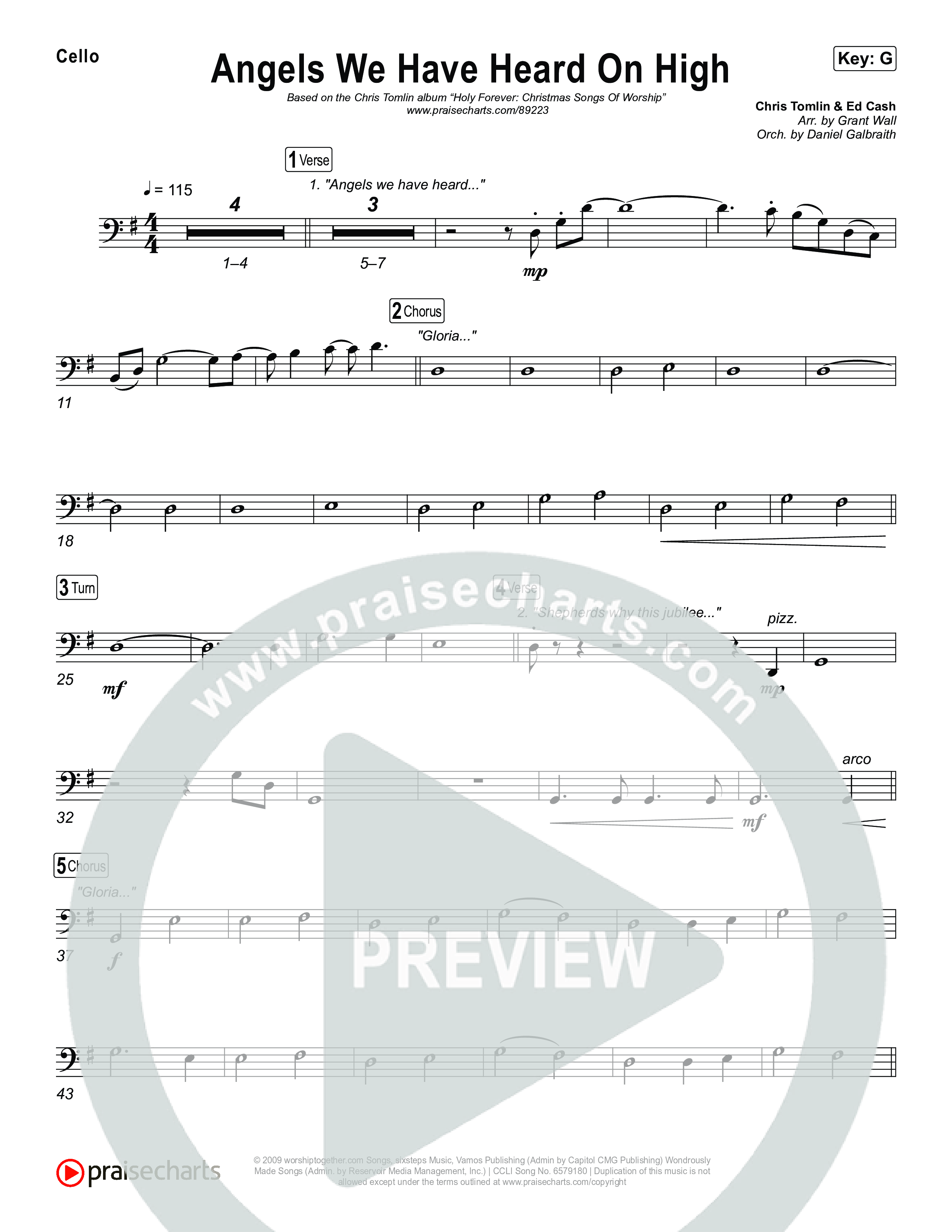 Angels We Have Heard On High Cello (Chris Tomlin)