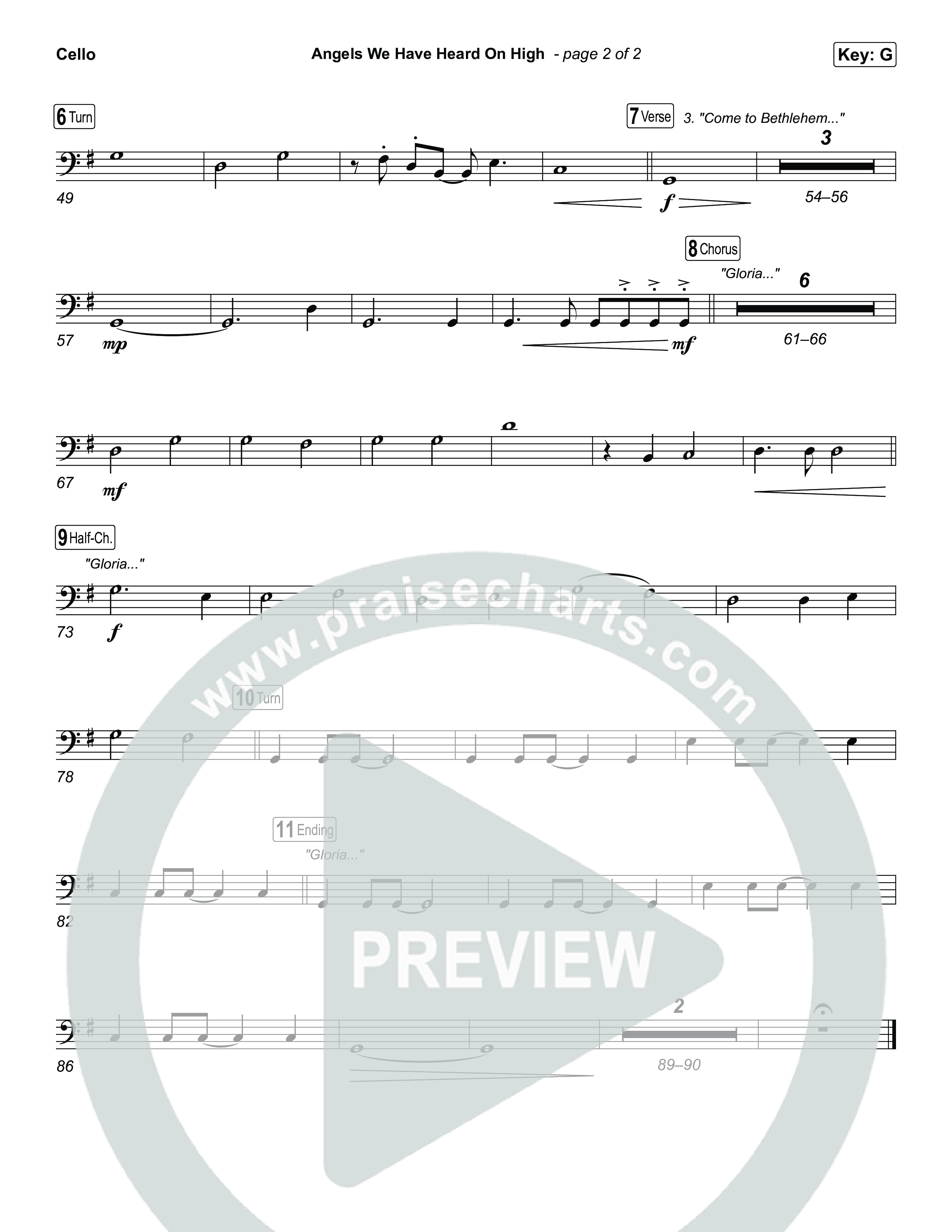 Angels We Have Heard On High Cello (Chris Tomlin)