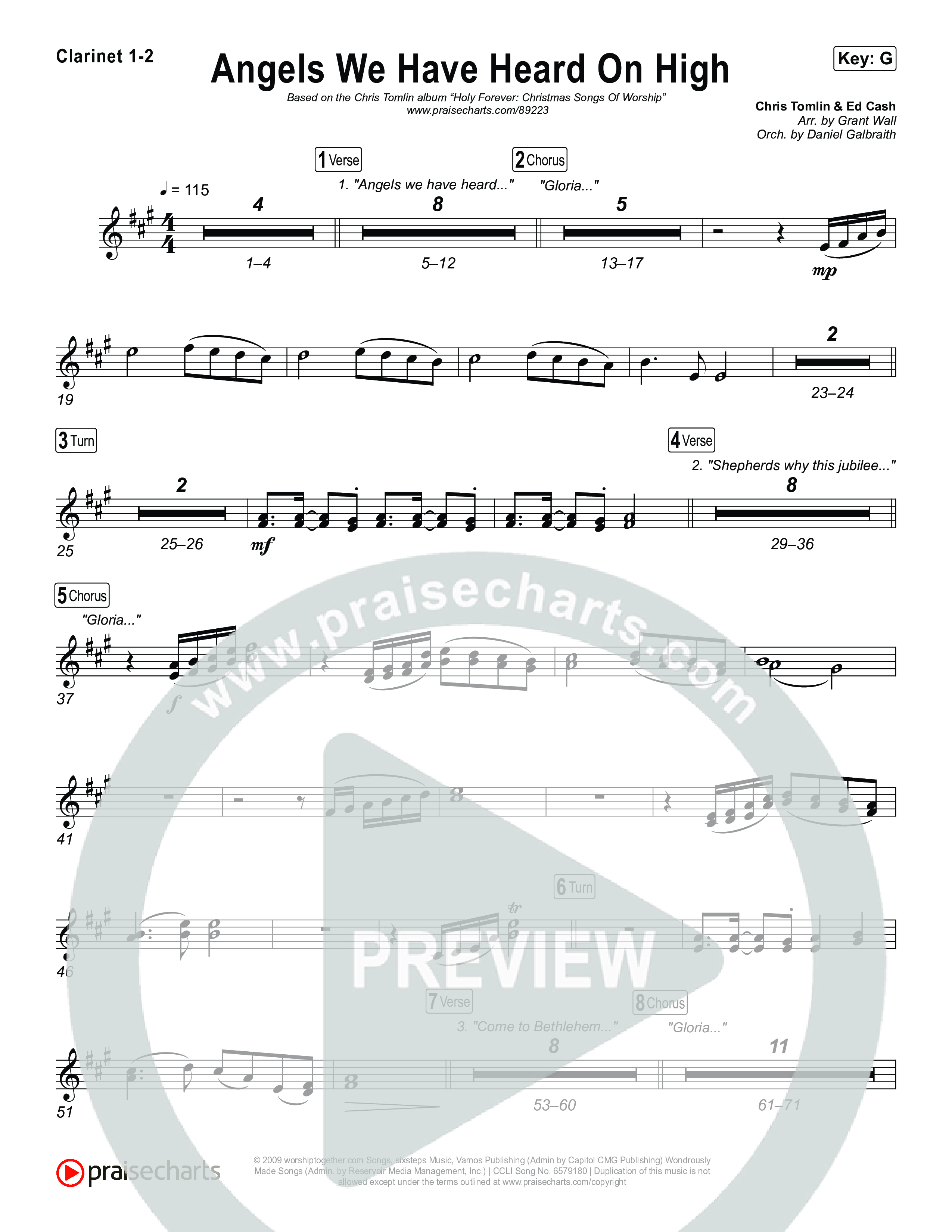 Angels We Have Heard On High Clarinet 1,2 (Chris Tomlin)