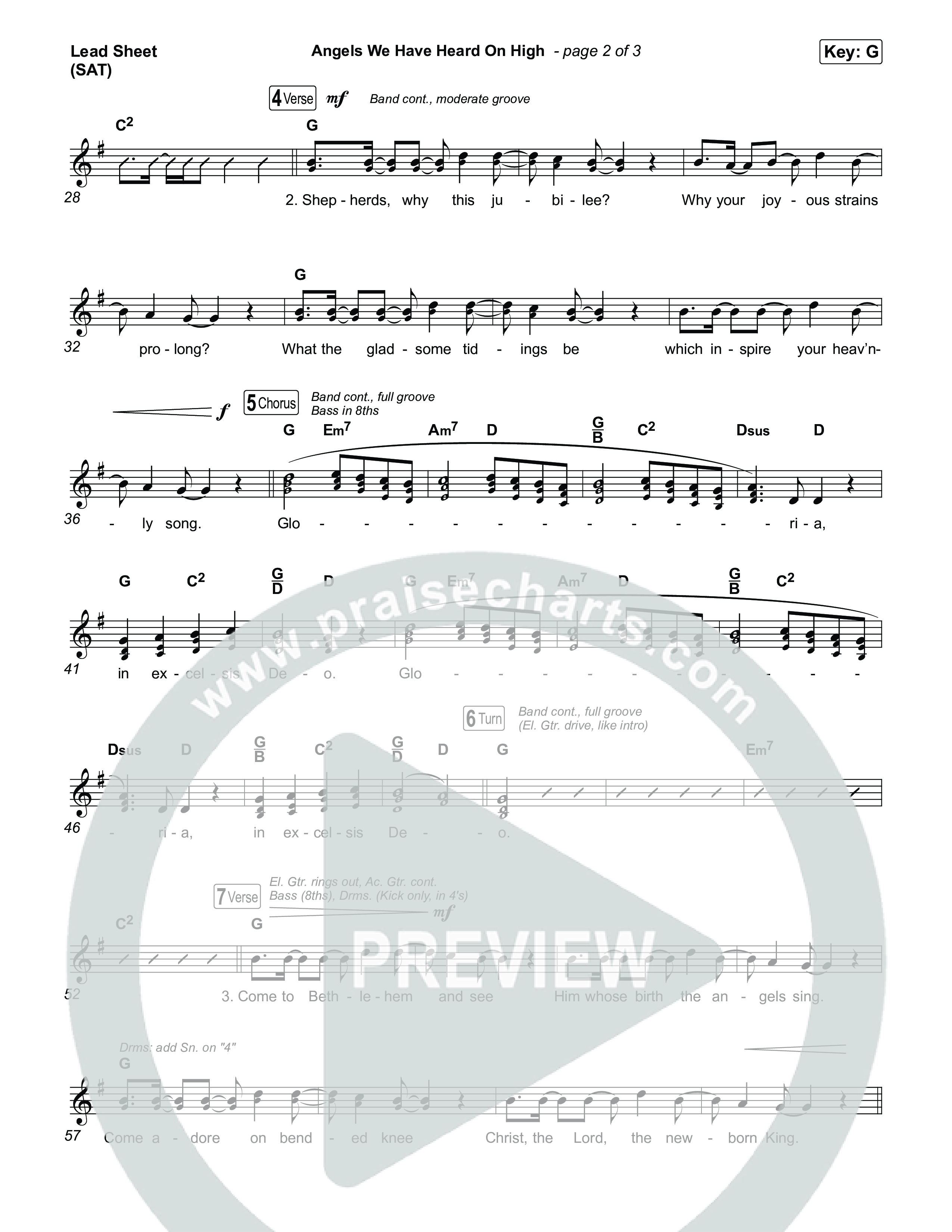 Angels We Have Heard On High Lead Sheet (SAT) (Chris Tomlin)