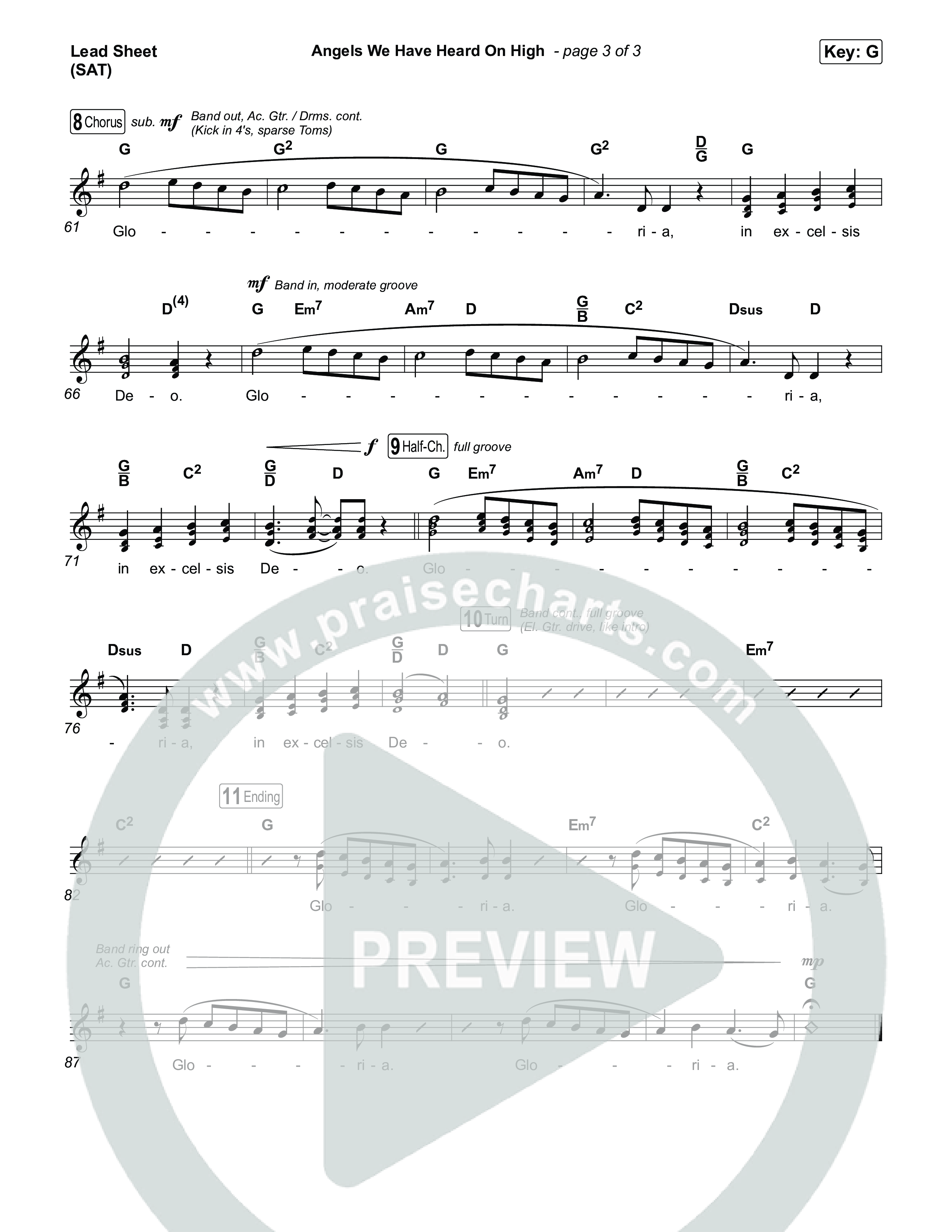 Angels We Have Heard On High Lead Sheet (SAT) (Chris Tomlin)