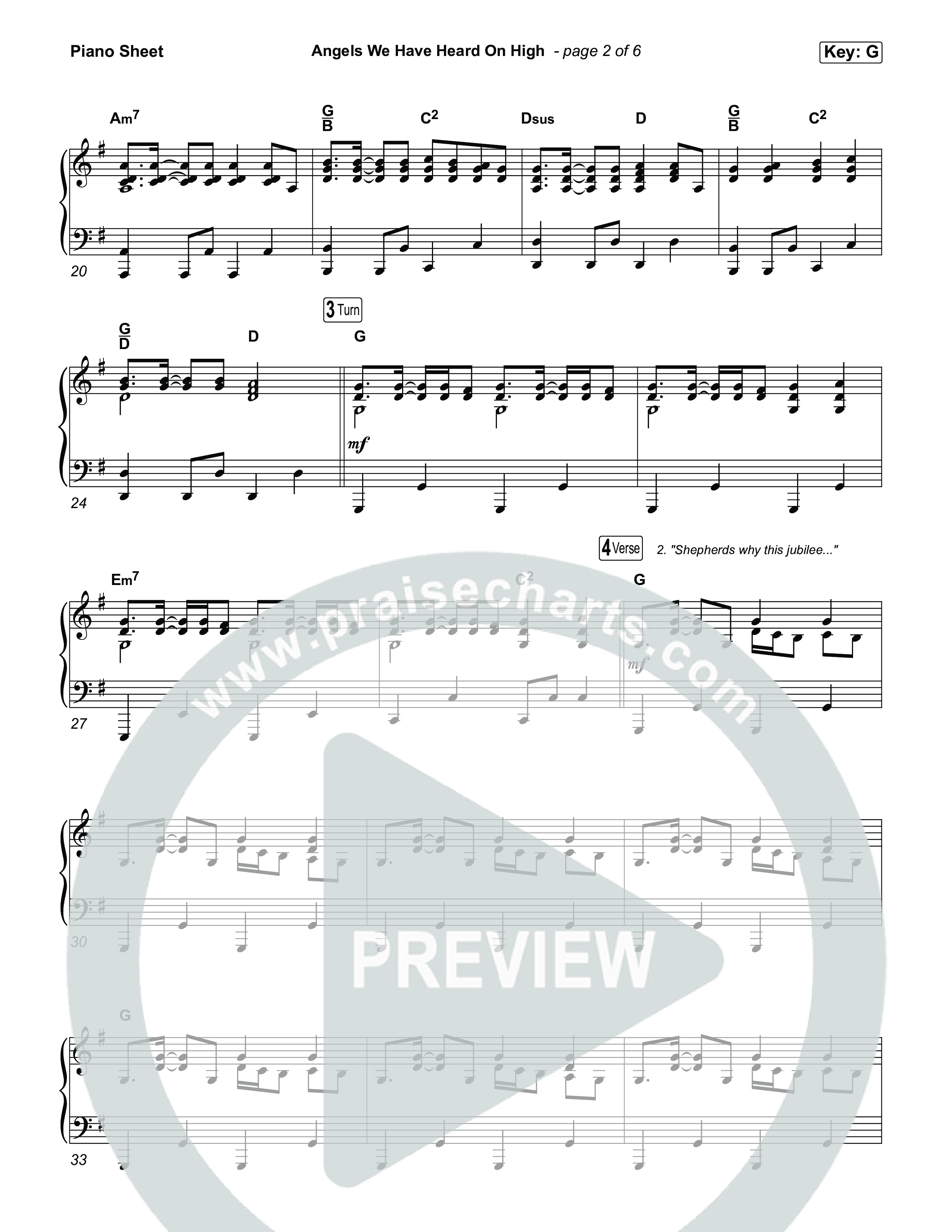 Angels We Have Heard On High Piano Sheet (Chris Tomlin)