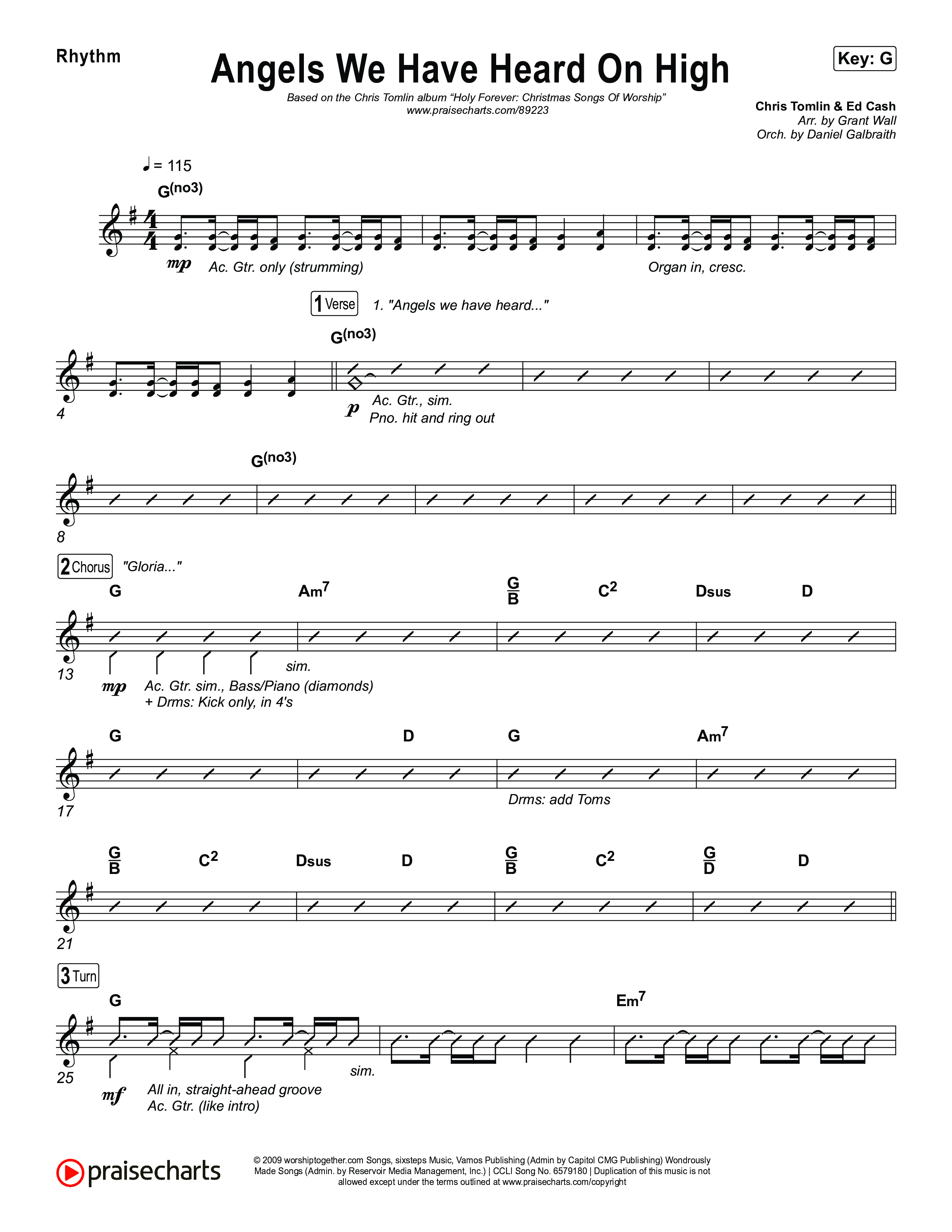 Angels We Have Heard On High Rhythm Chart (Chris Tomlin)