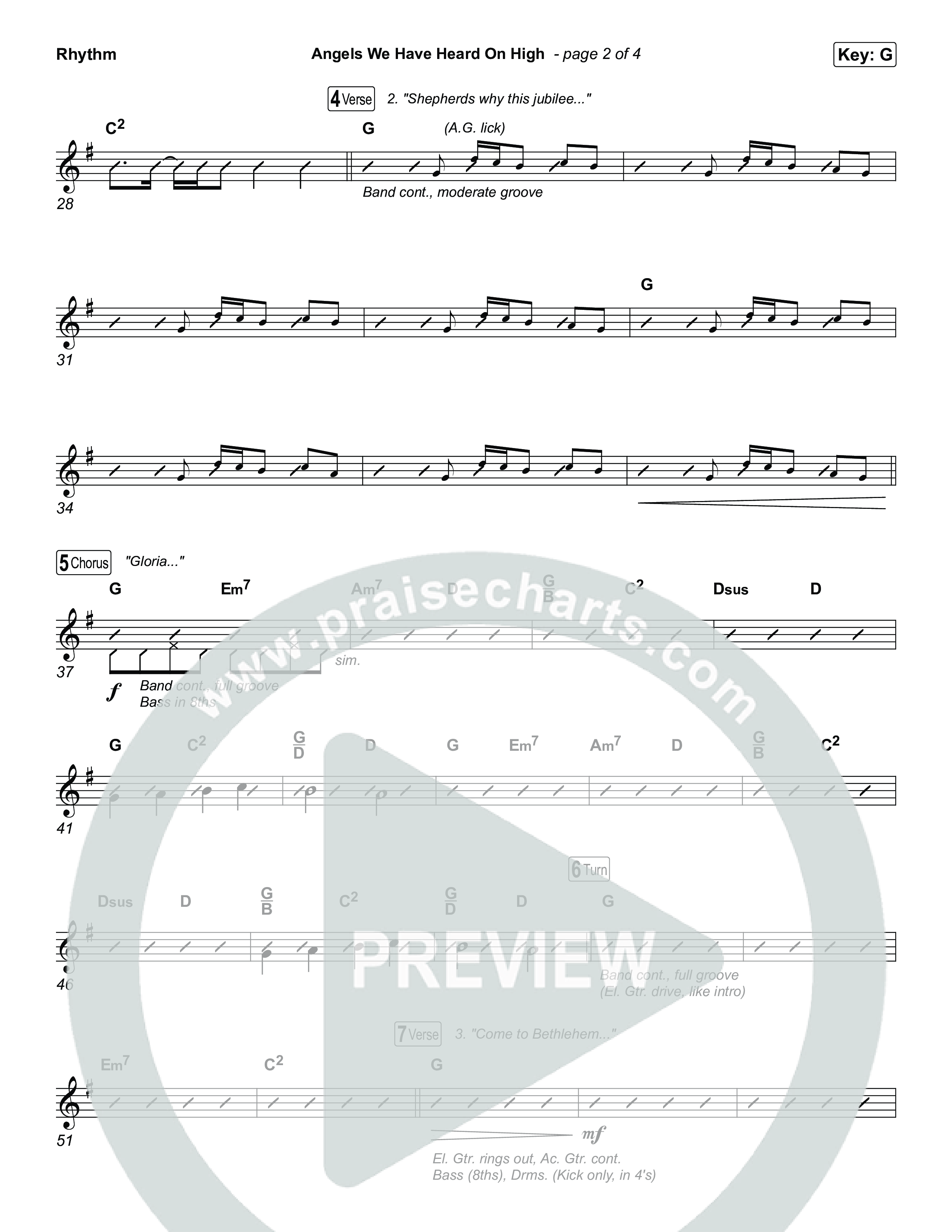 Angels We Have Heard On High Rhythm Chart (Chris Tomlin)