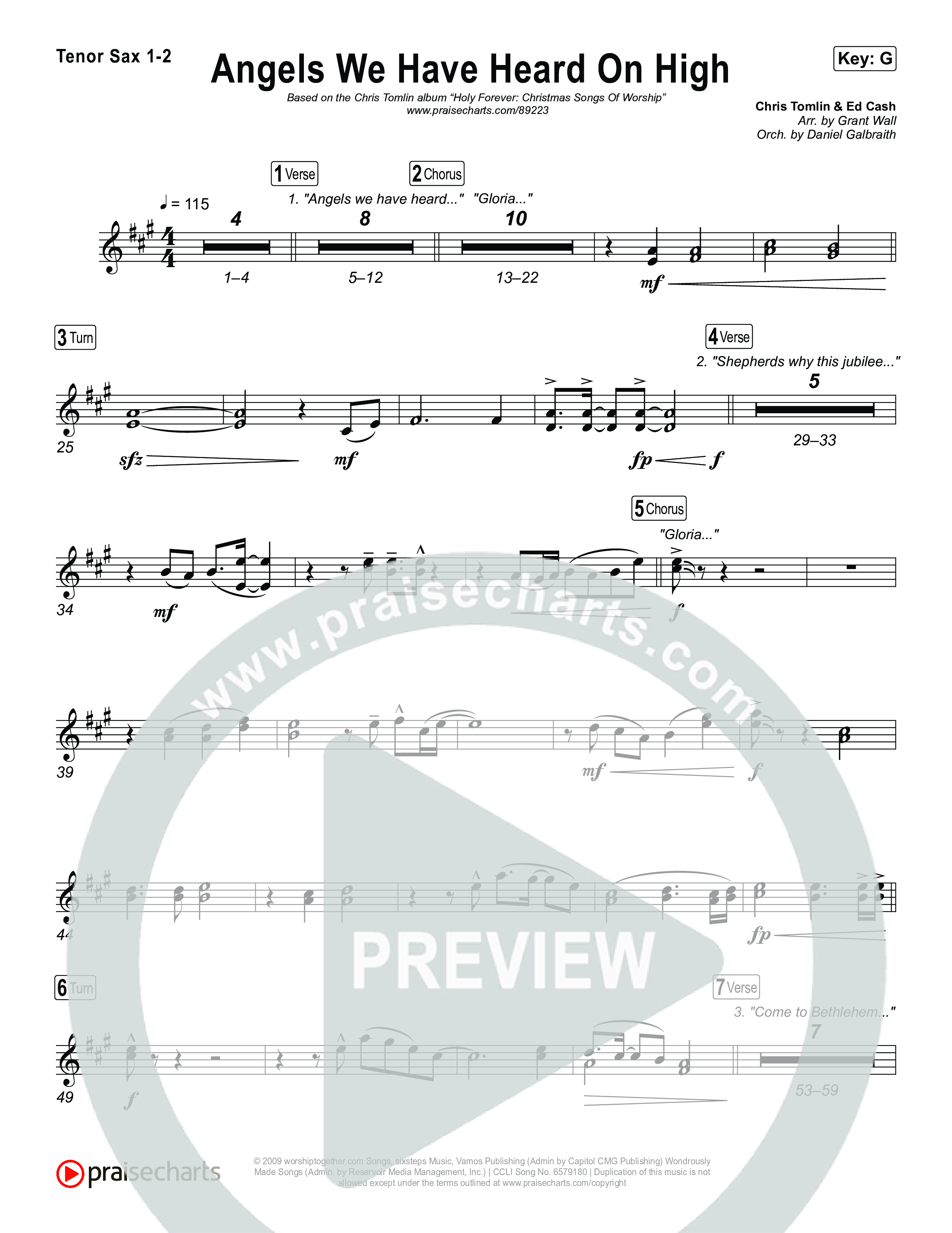 Angels We Have Heard On High Sax Pack (Chris Tomlin)