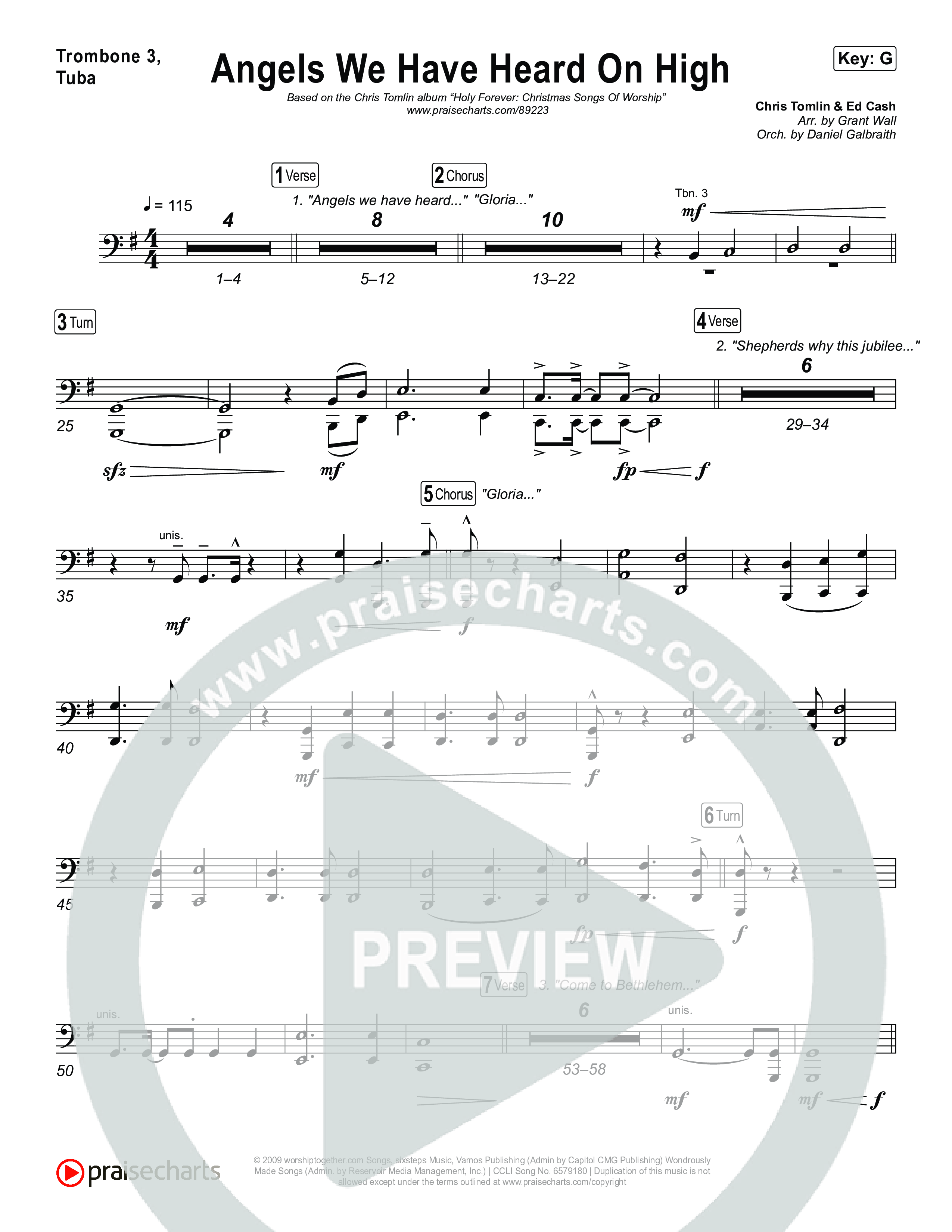 Angels We Have Heard On High Trombone 3/Tuba (Chris Tomlin)