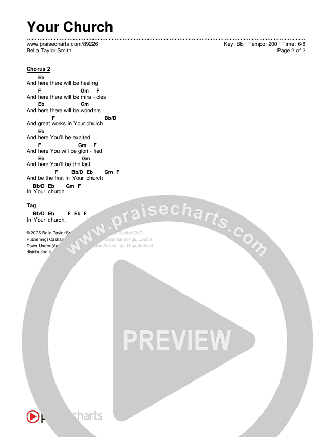 Your Church Chords & Lyrics (Bella Taylor Smith)