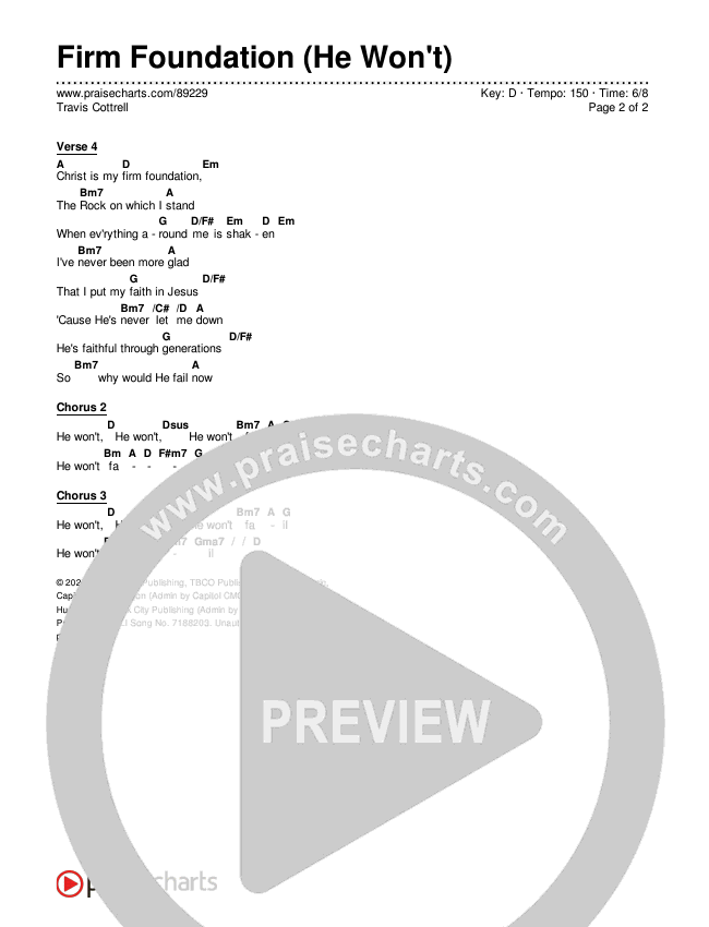 Firm Foundation (He Won't) (Choral/SATB) Chords & Lyrics (Brooke Voland / Travis Cottrell / Arr. Mason Brown)