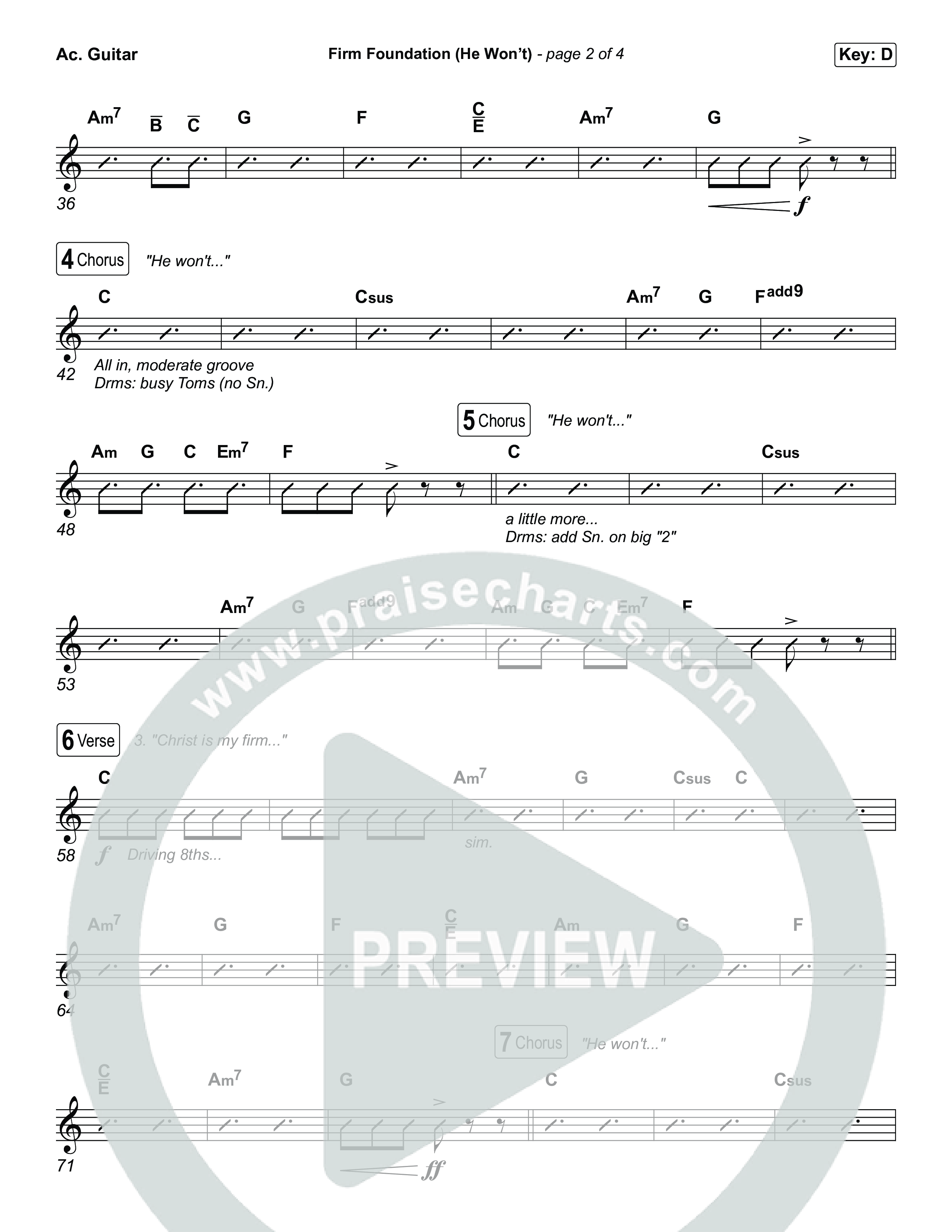 Firm Foundation (He Won't) (Choral/SATB) Acoustic Guitar (Brooke Voland / Travis Cottrell / Arr. Mason Brown)
