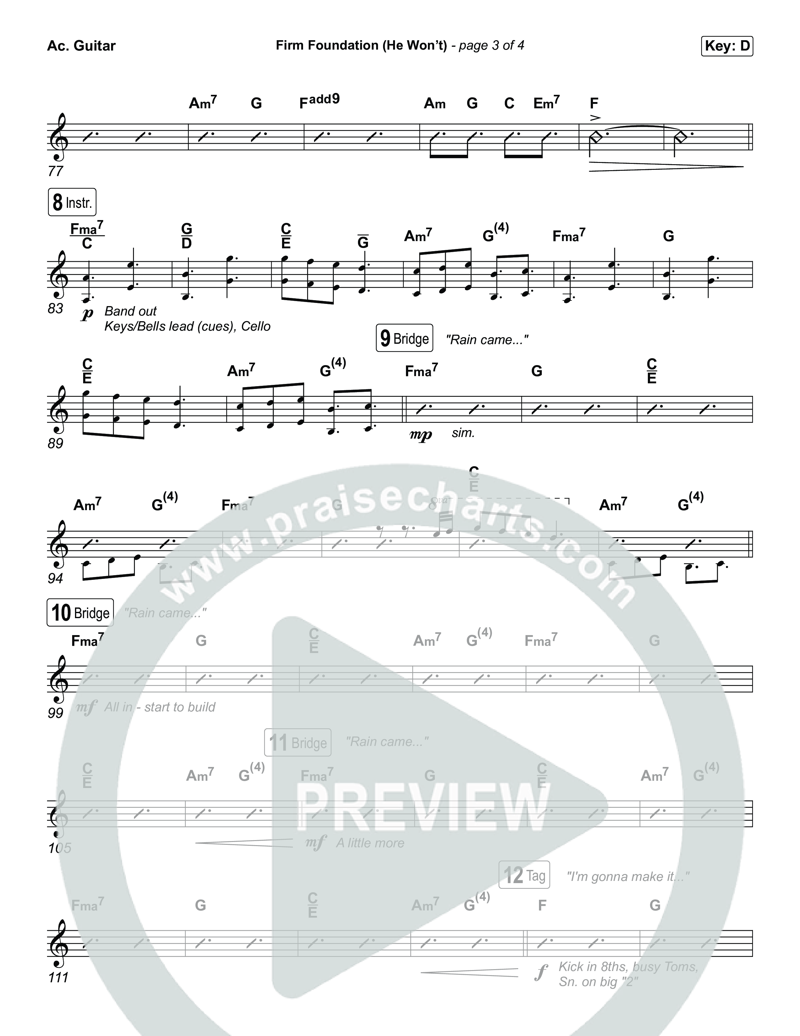 Firm Foundation (He Won't) (Choral/SATB) Acoustic Guitar (Brooke Voland / Travis Cottrell / Arr. Mason Brown)
