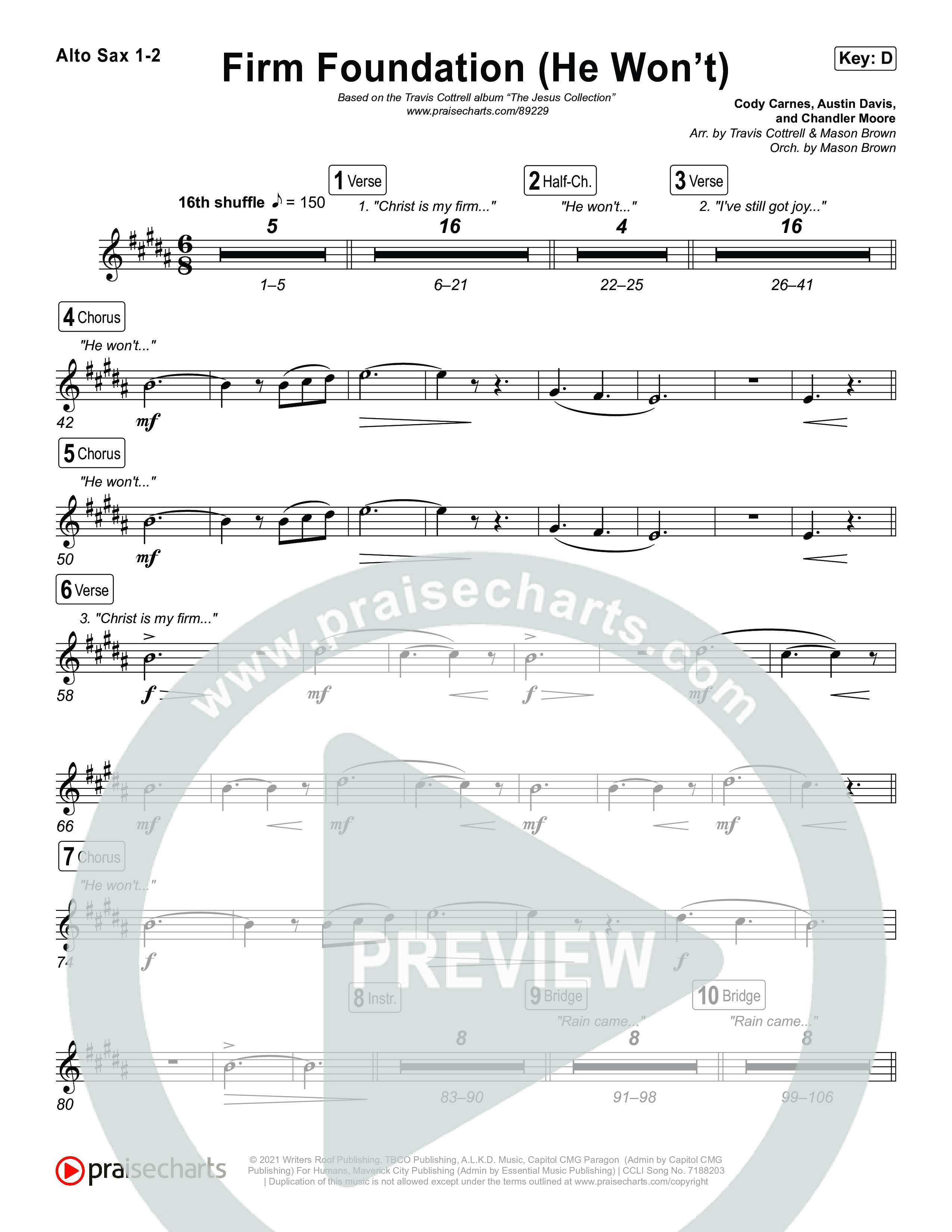 Firm Foundation (He Won't) (Choral/SATB) Sax Pack (Brooke Voland / Travis Cottrell / Arr. Mason Brown)