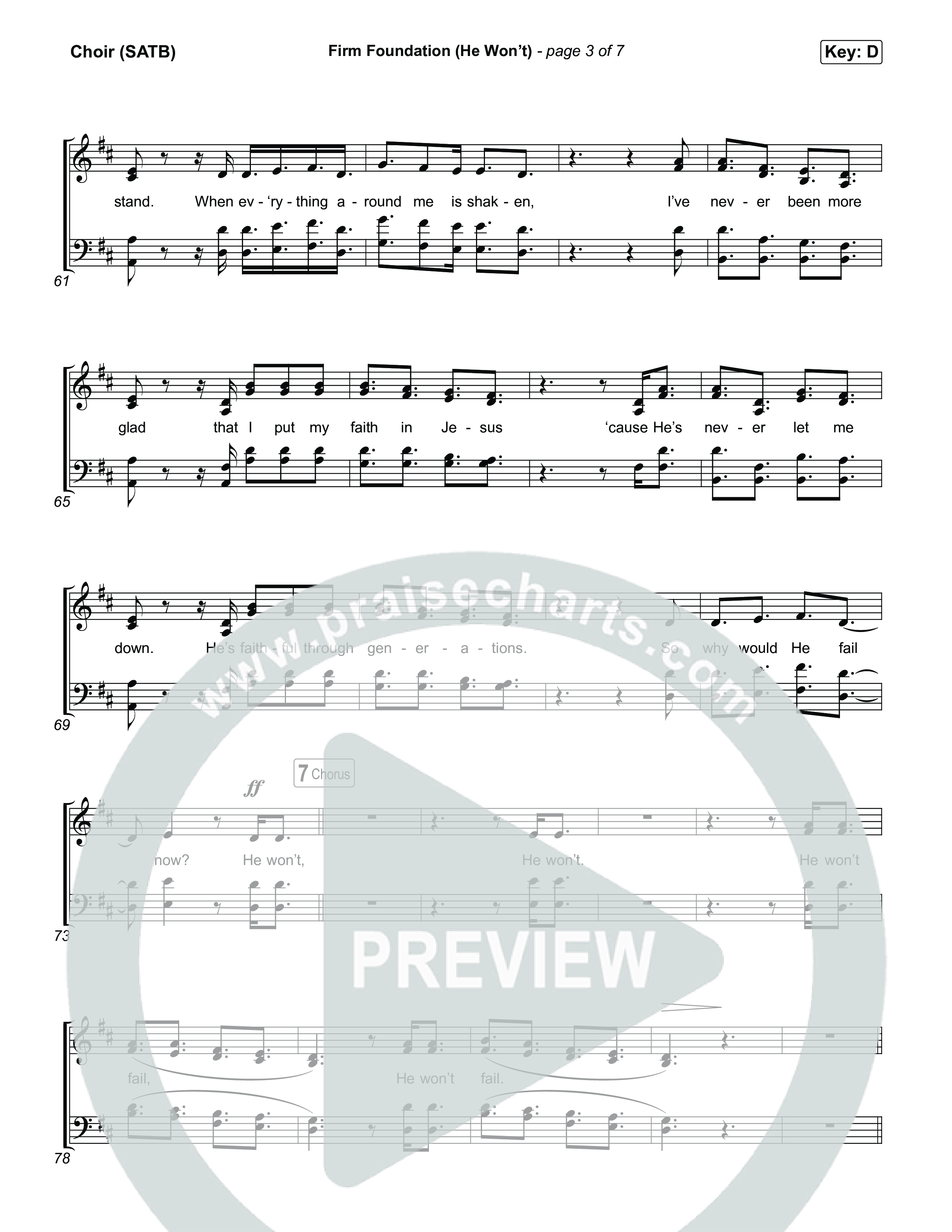 Firm Foundation (He Won't) (Choral/SATB) Choir Sheet (SATB) (Brooke Voland / Travis Cottrell / Arr. Mason Brown)