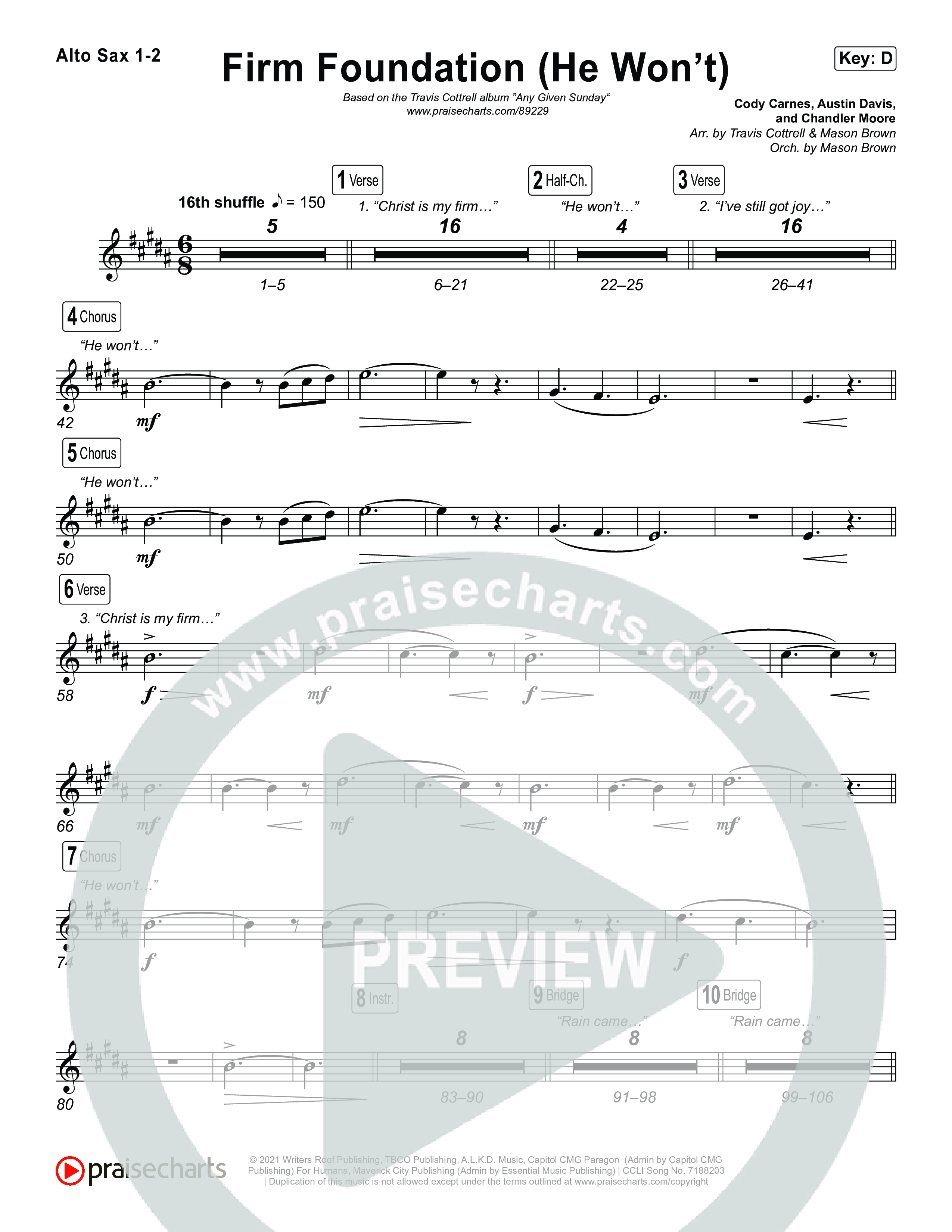 Firm Foundation (He Won't) (Choral/SATB) Sax Pack (Brooke Voland / Travis Cottrell / Arr. Mason Brown)