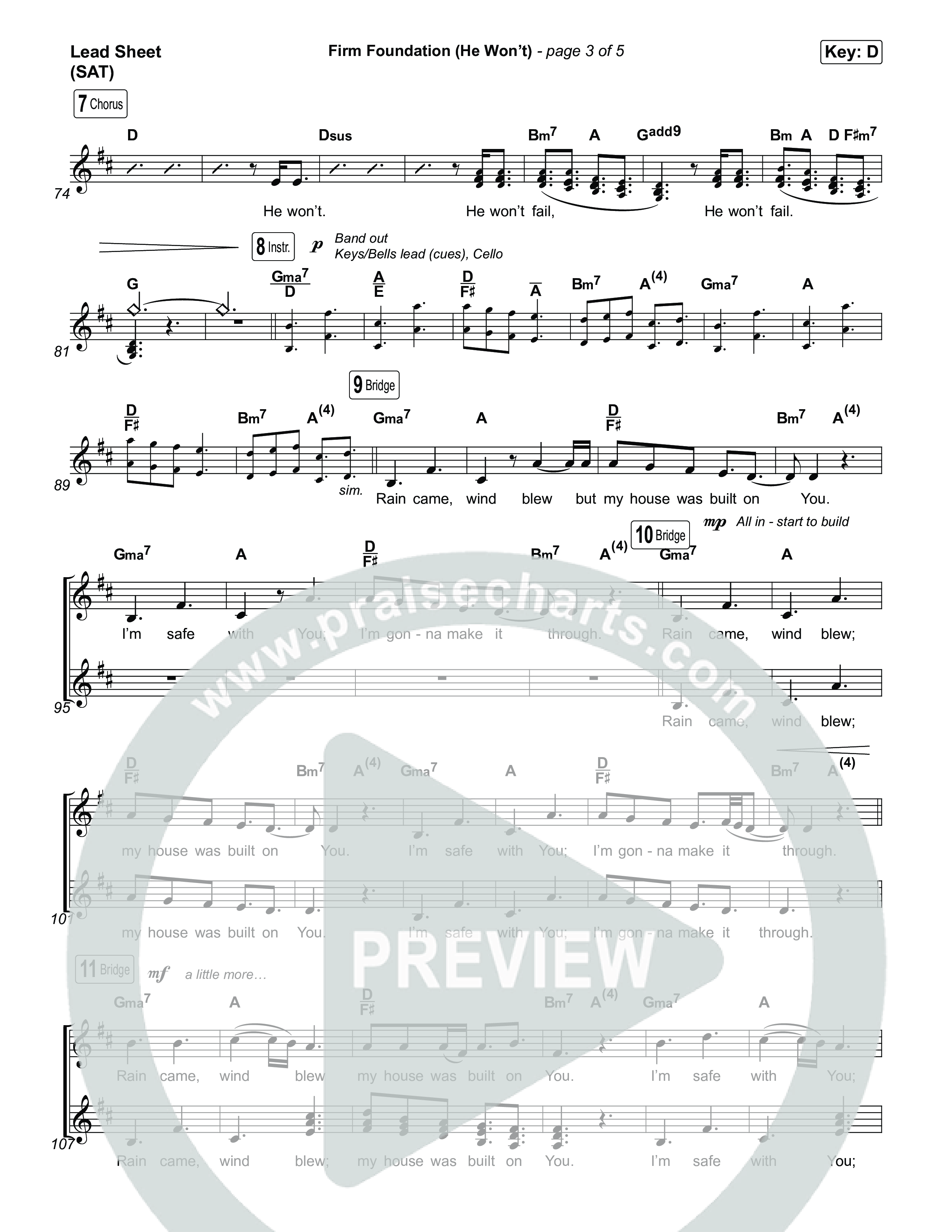 Firm Foundation (He Won't) (Choral/SATB) Lead Sheet (SAT) (Brooke Voland / Travis Cottrell / Arr. Mason Brown)