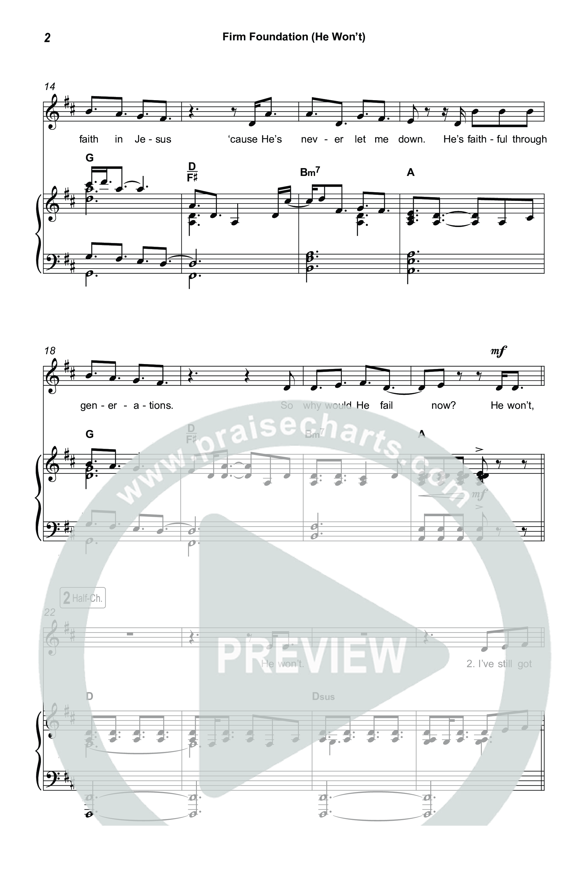 Firm Foundation (He Won't) (Choral/SATB) Octavo (SATB & Pno) (Brooke Voland / Travis Cottrell / Arr. Mason Brown)